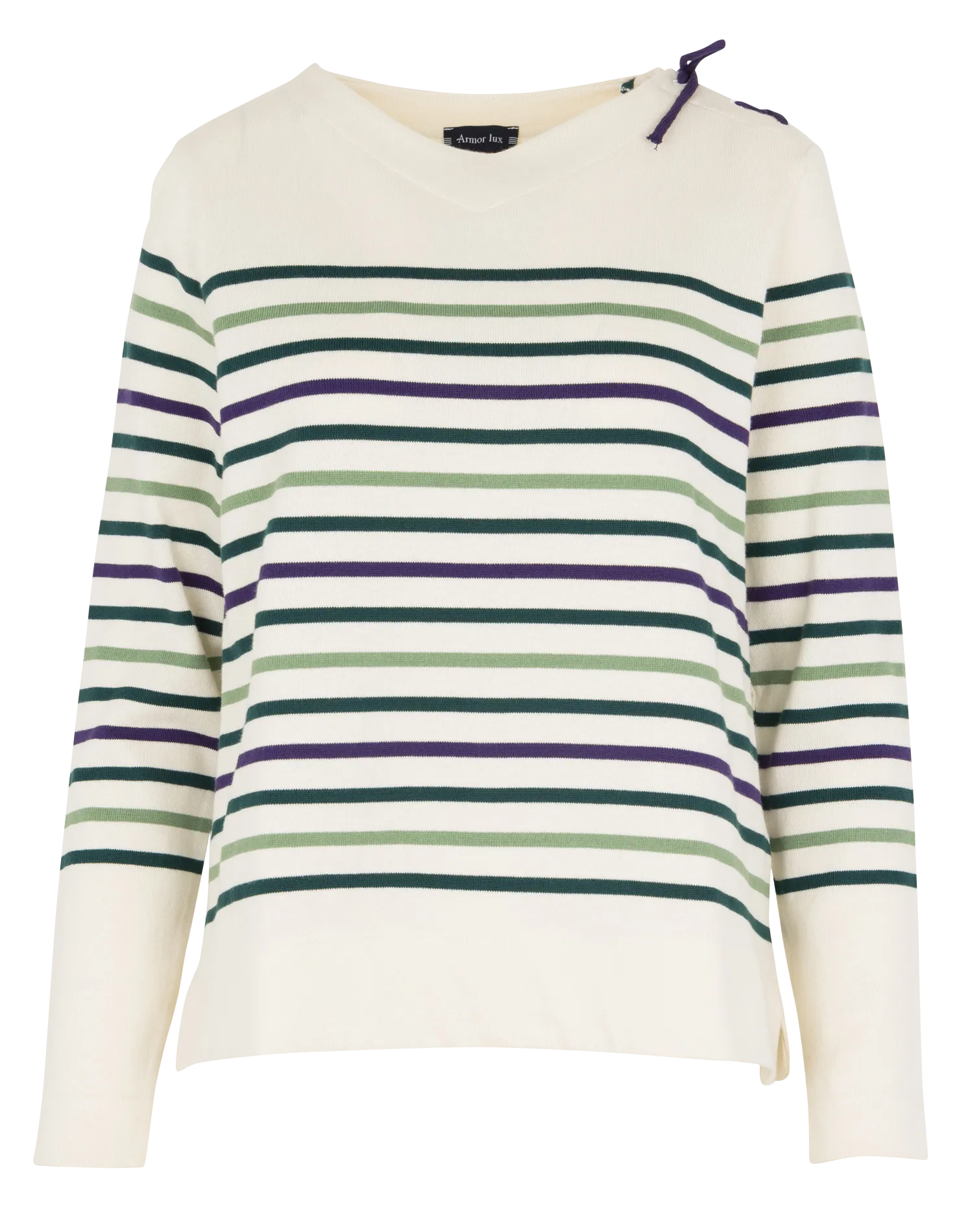 Langarmshirt mit Streifen aus Baumwolle Beige