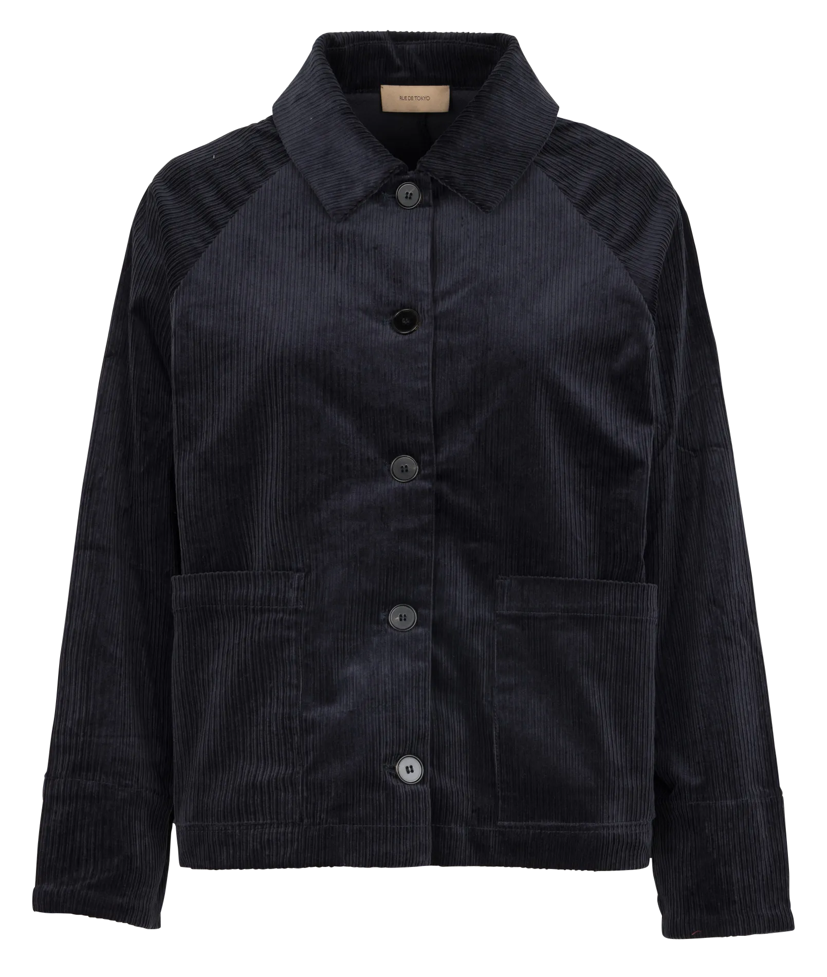 Weite Jacke mit klassischem Kragen aus Cordstoff Blau CHIRA