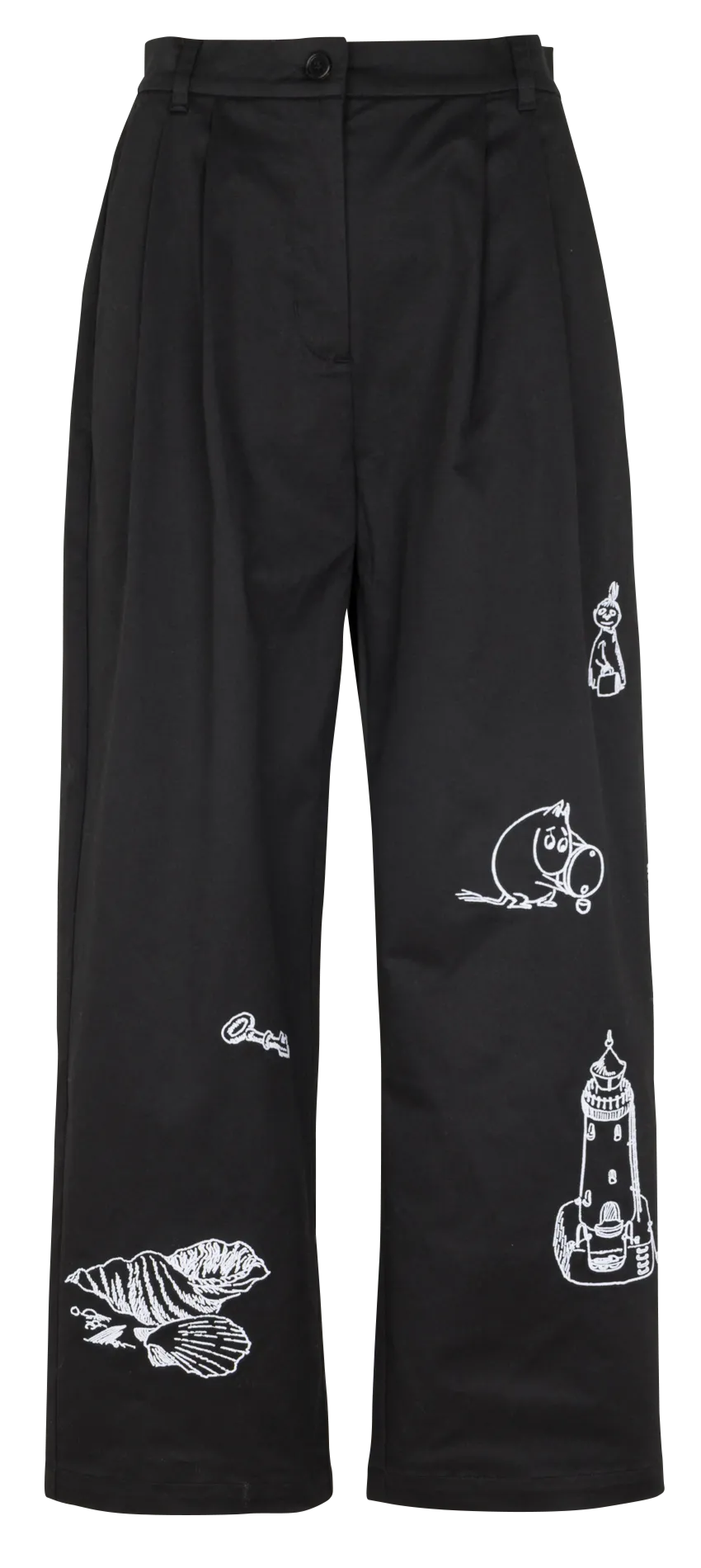 Weite Hose aus Baumwollmischung Schwarz PRUDIE MOOMIN