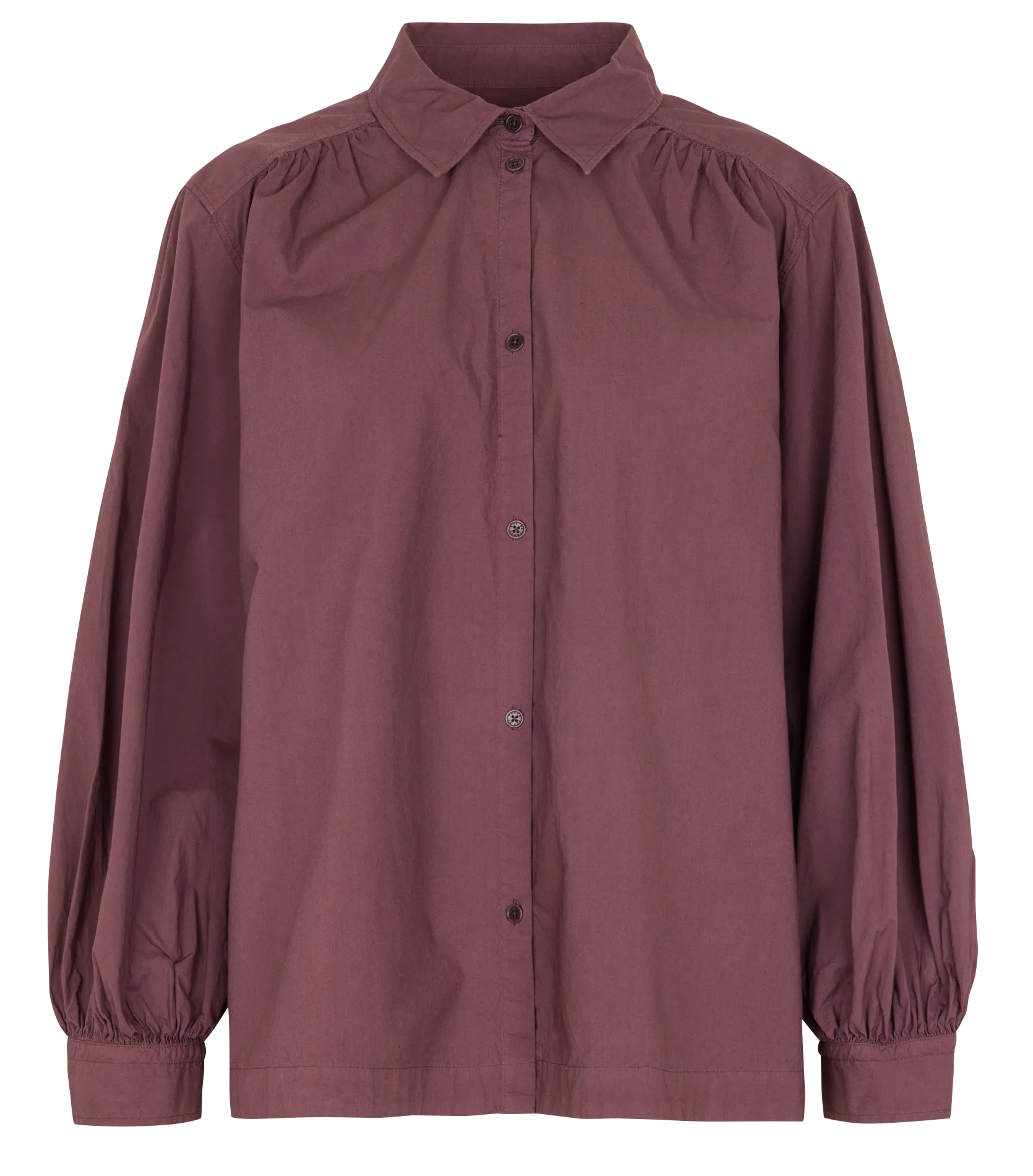 Weite Bluse aus Bio-Baumwolle mit klassischem Kragen Pflaume SLOAN