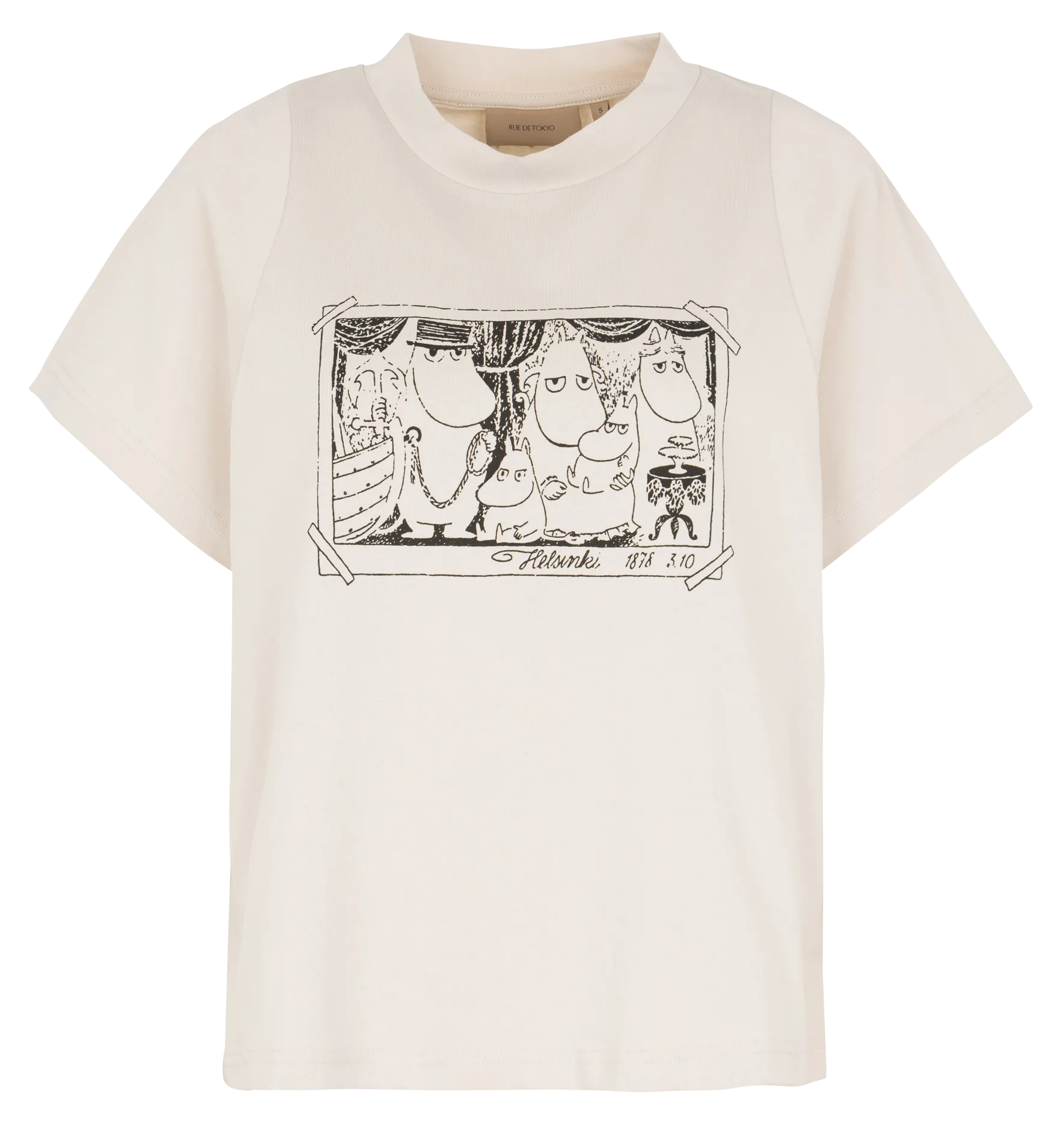 Weites Rundhals-T-Shirt aus bedruckter Baumwolle Beige TEAGAN MOOMIN