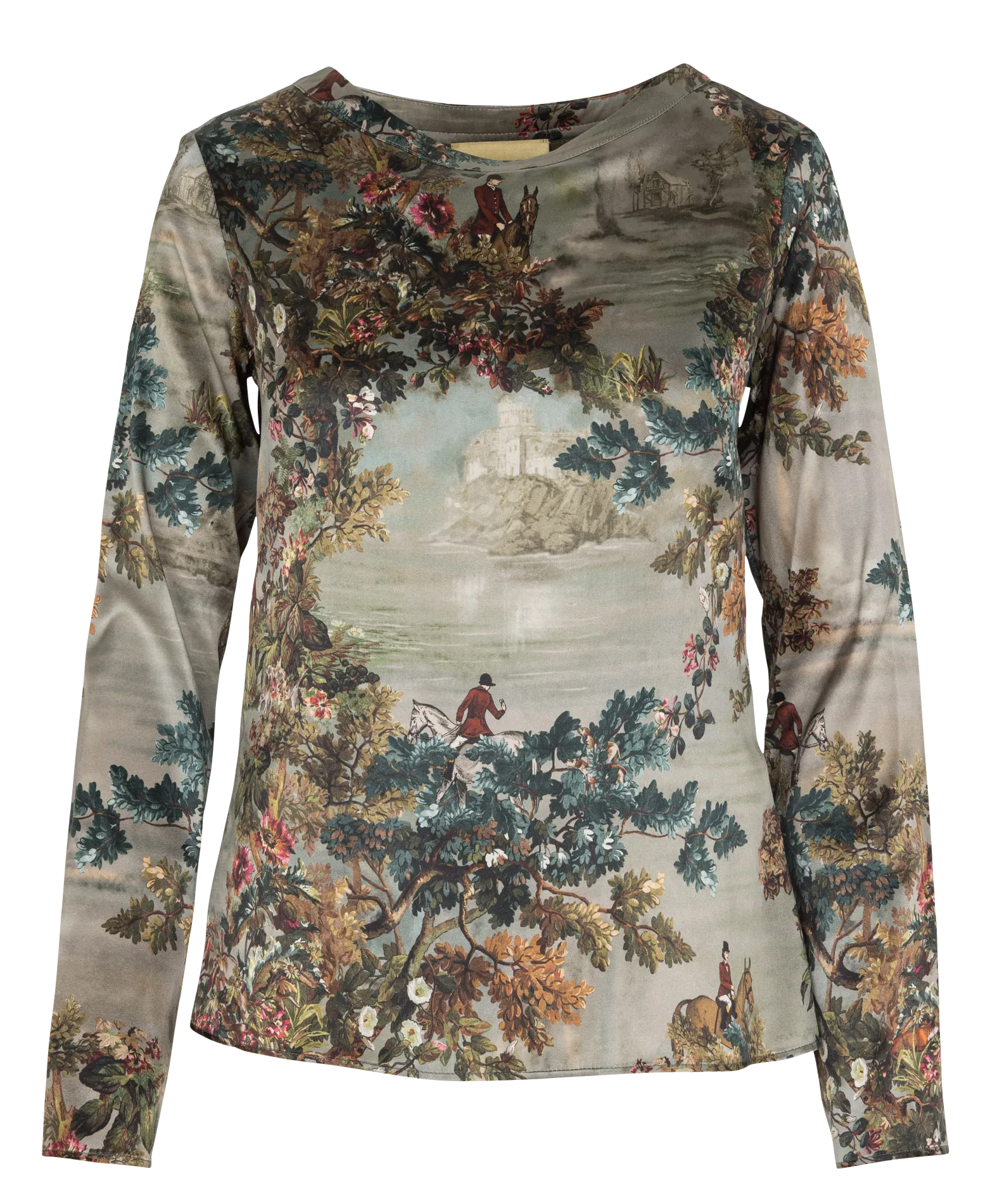 Rundhalsausschnitt-Top aus Seidenmischung Mehrfarbig SYLVIA