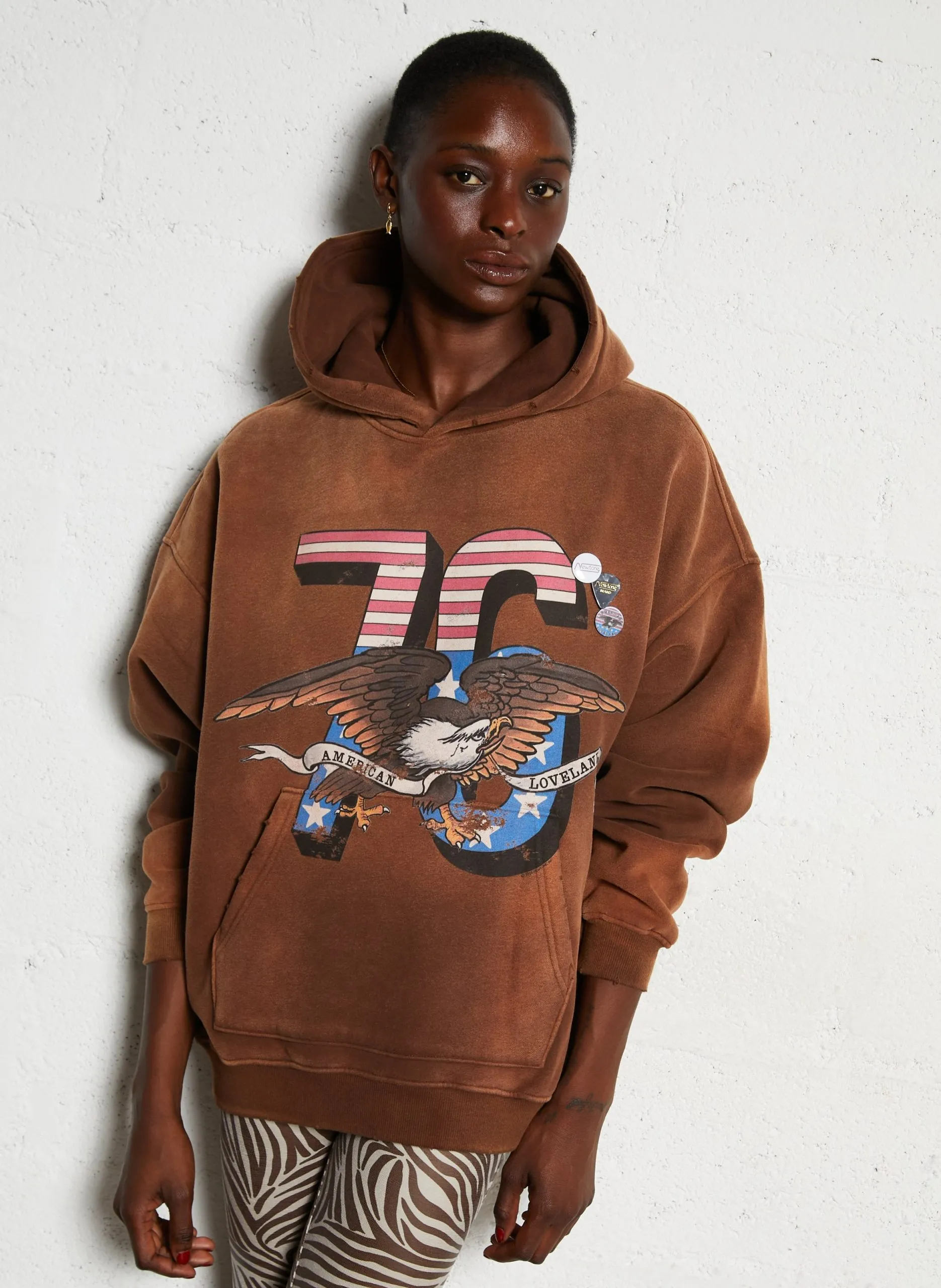 Rundhals-Sweatshirt aus Baumwoll-Mix Braun HOSLOVE