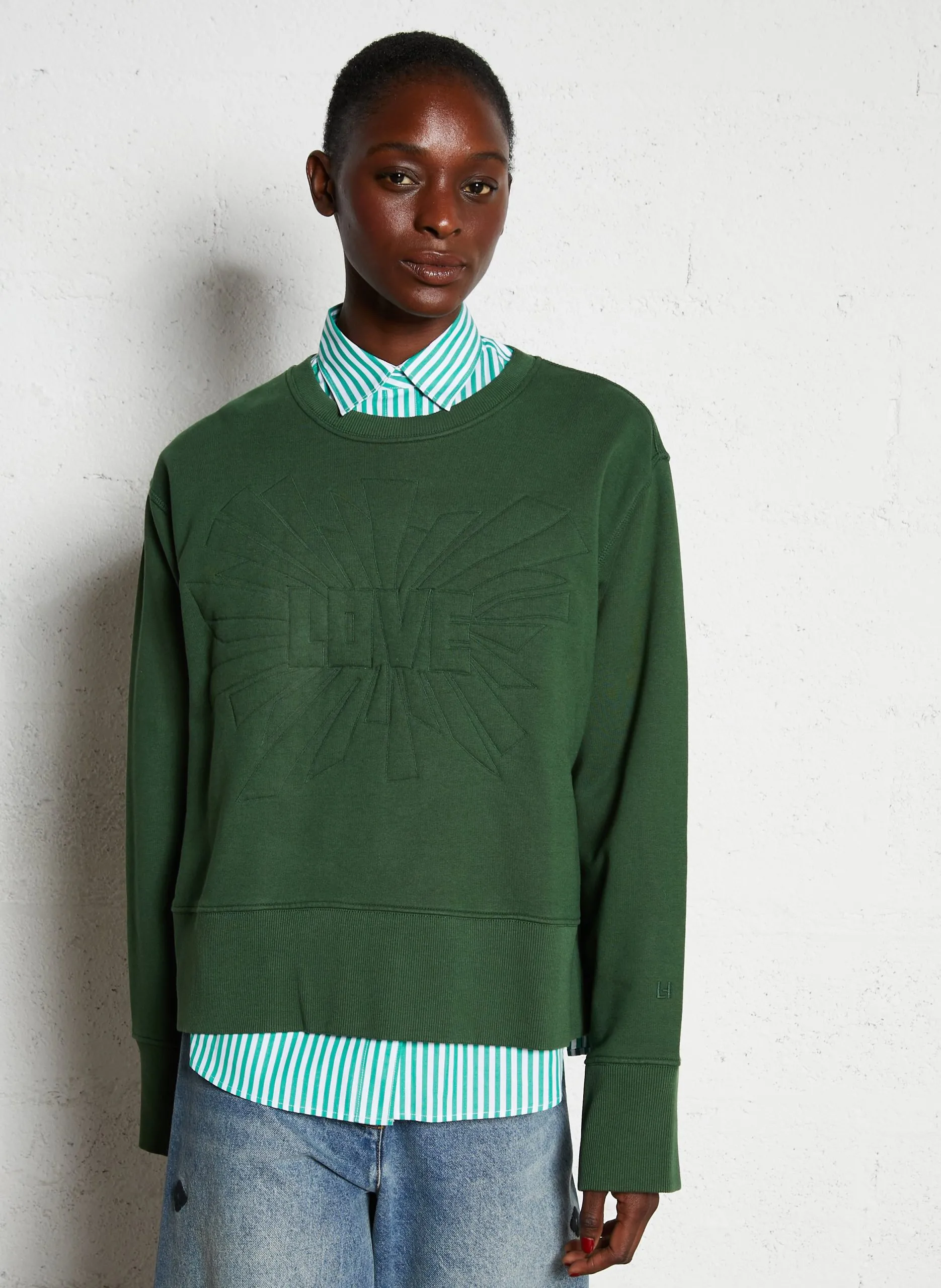 Rundhals-Sweatshirt aus Bio-Baumwoll-Mix Grun SORBET