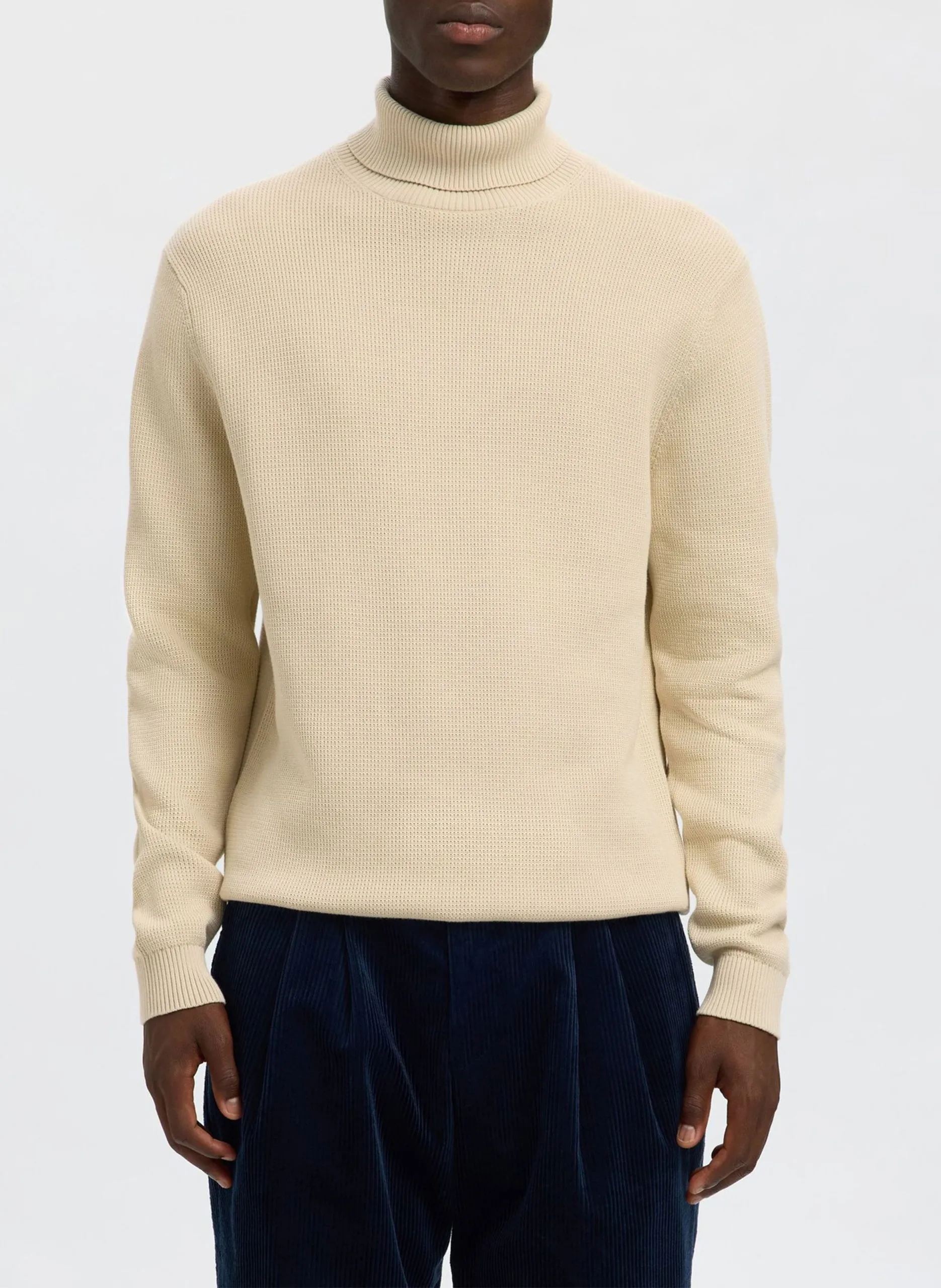 Gerader Rollkragenpullover aus Bio-Baumwolle Beige DANE