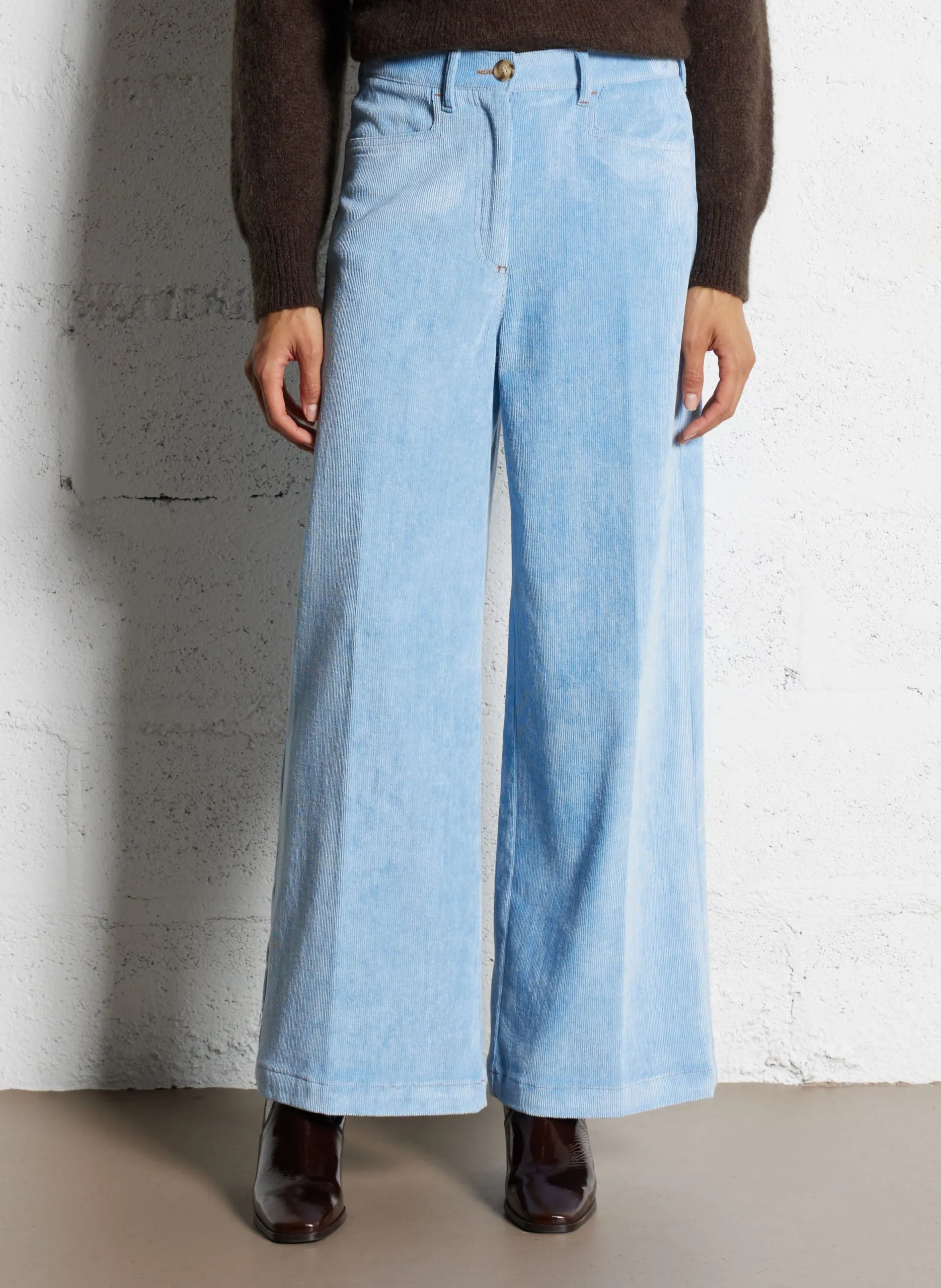 Caprihose aus Cord Blau PETER