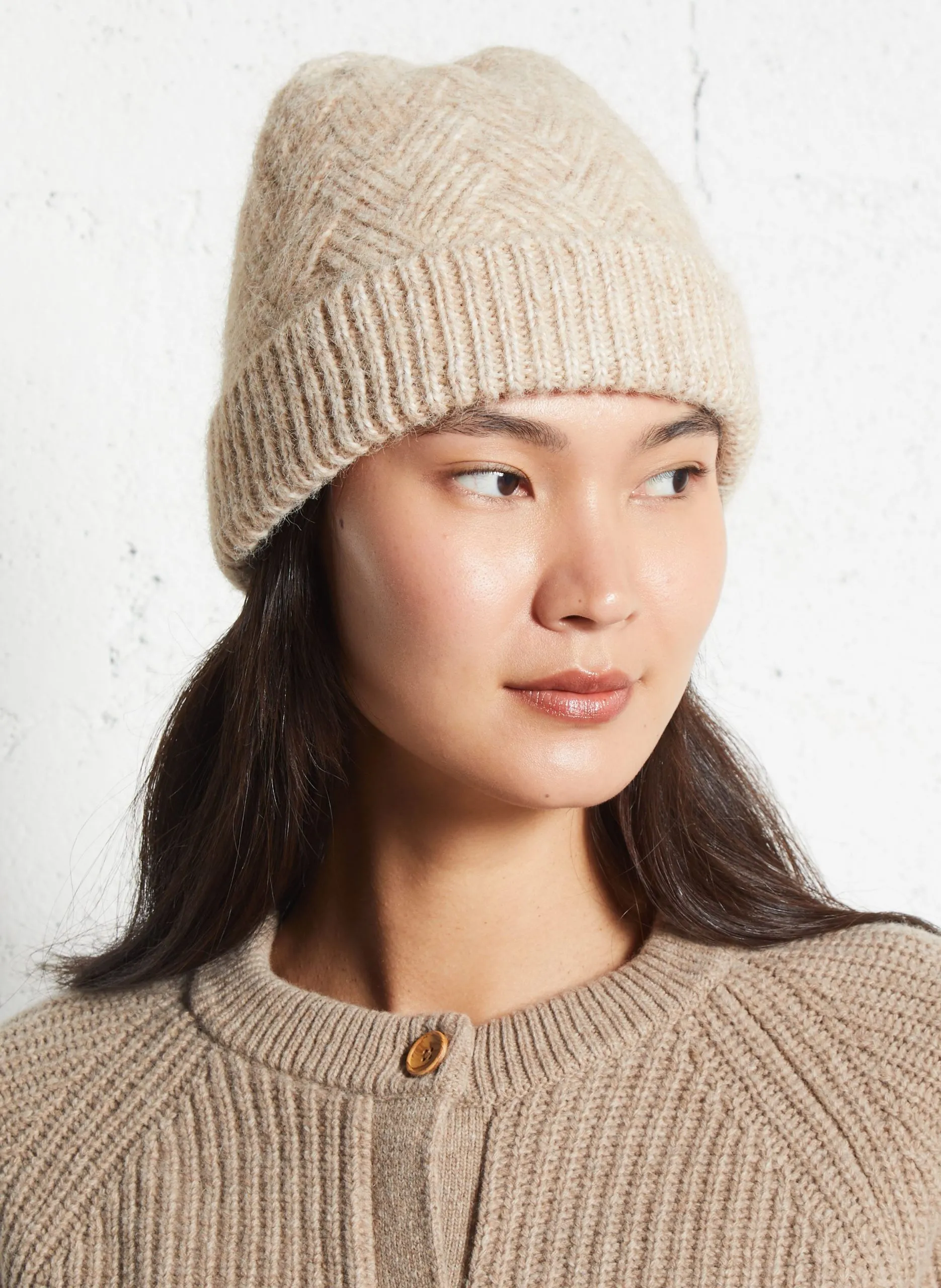 Mütze mit Umschlag Beige HADAMO