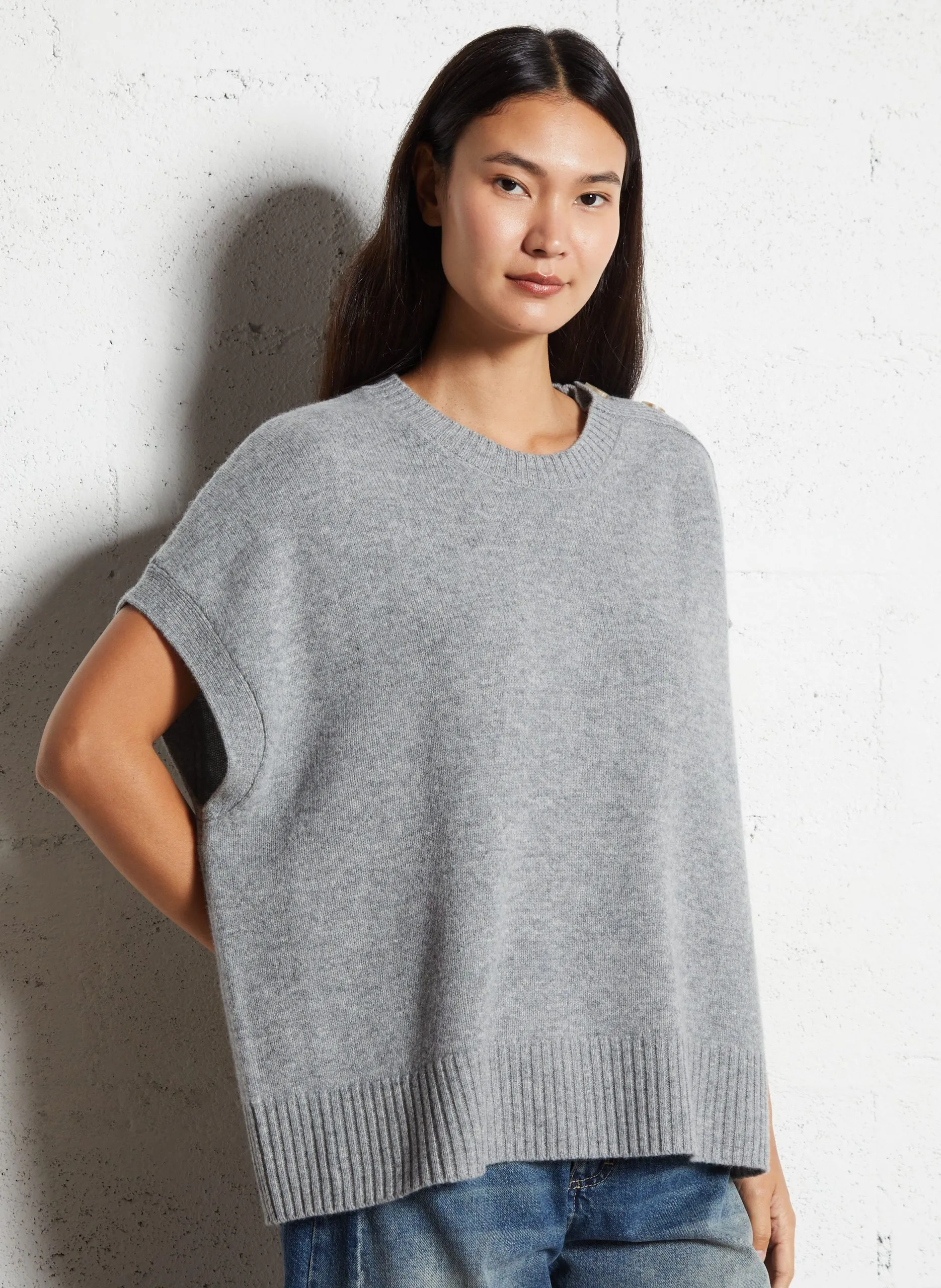 Oversize-Pullover aus Wolle Grau PAGE