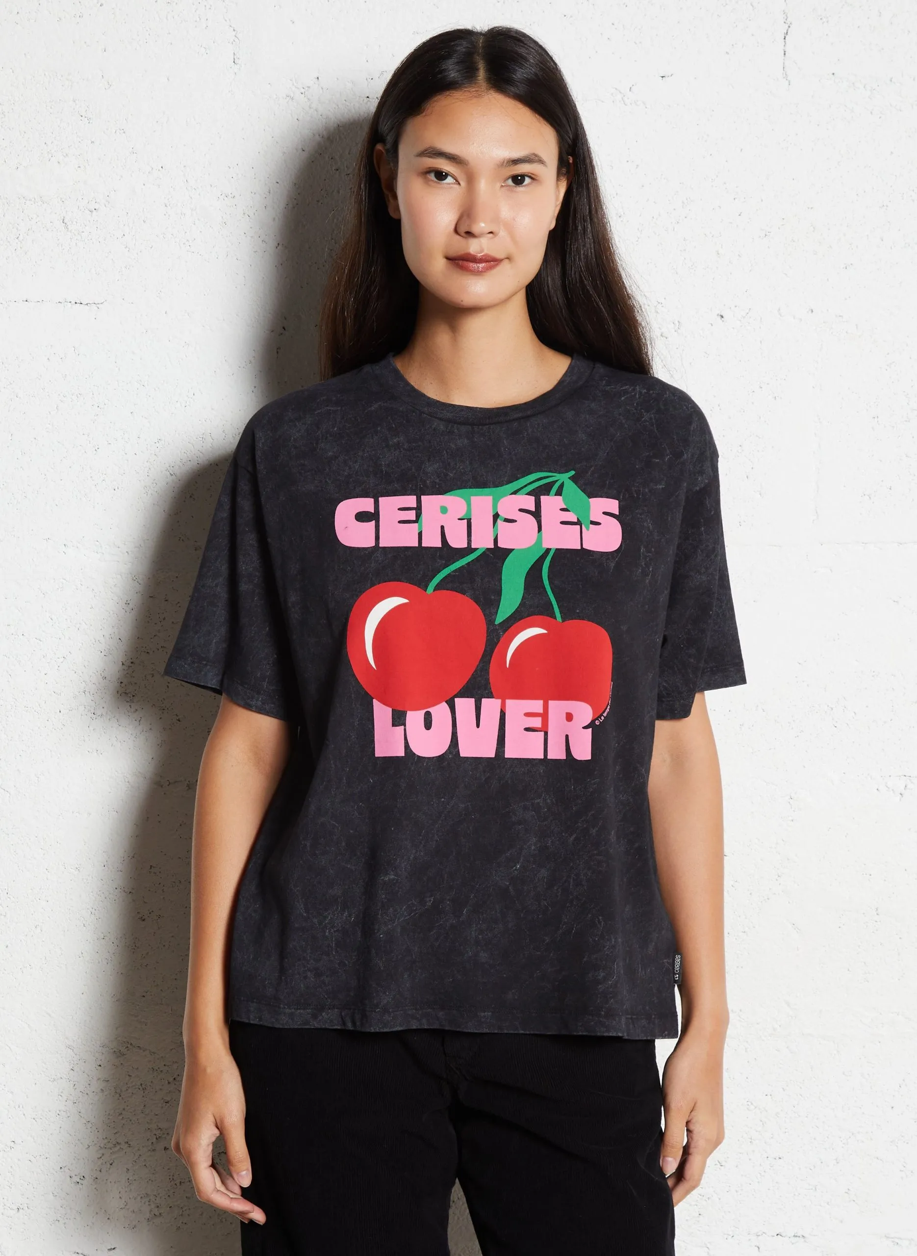 Baumwoll-Pullover mit Rundhalsausschnitt Schwarz SPEARS