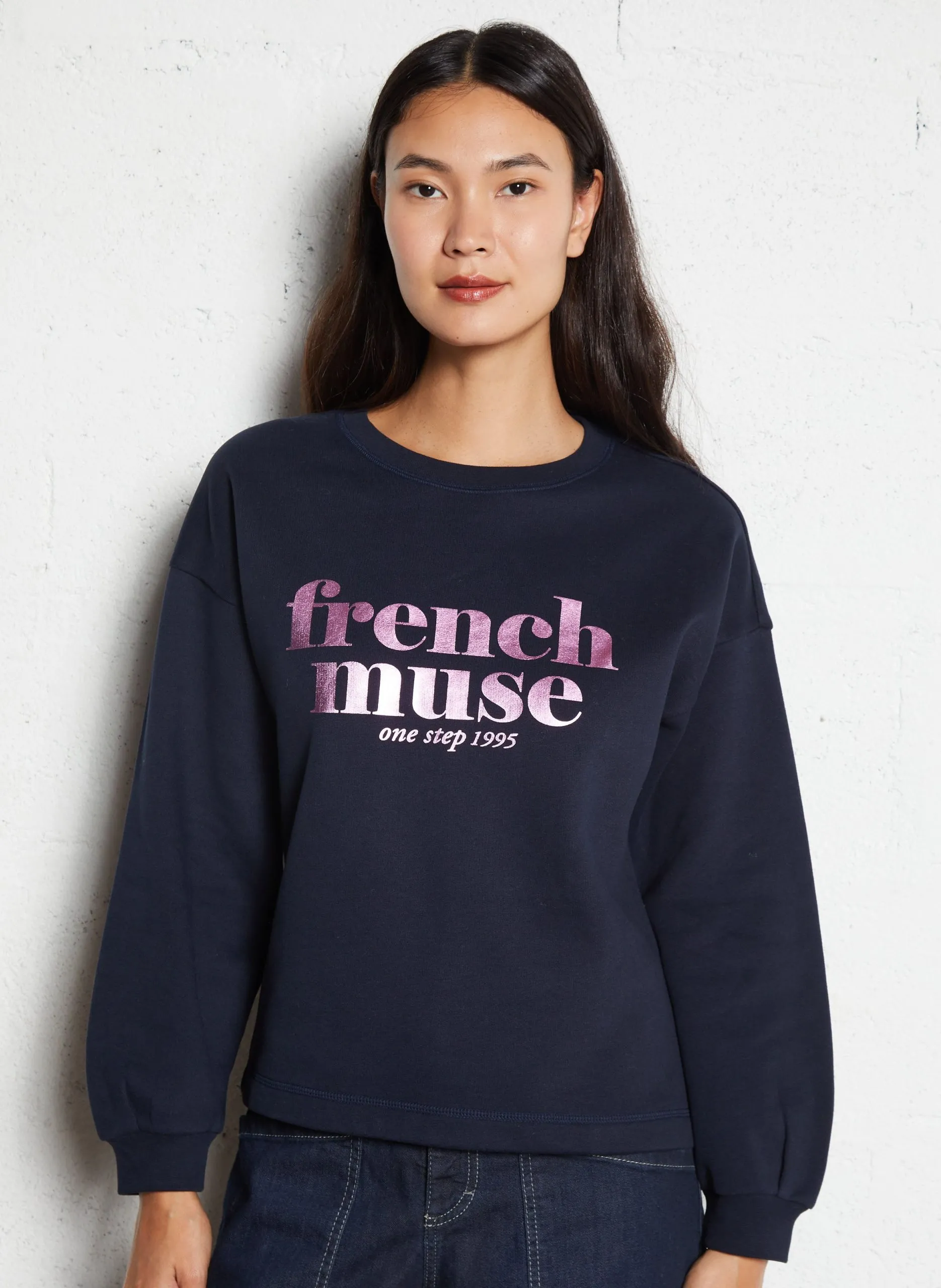 Bedruckter Sweatshirt Blau MIDI