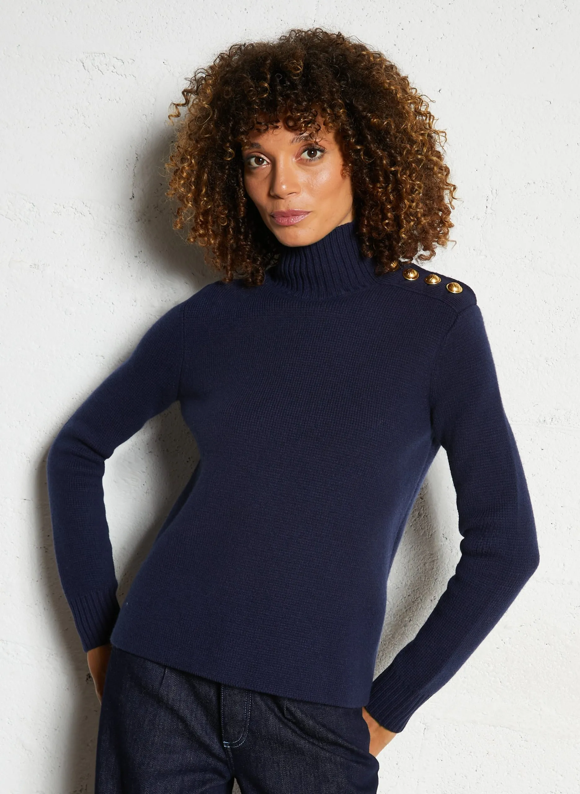 Gerade geschnittener Wollpullover Blau MAILLON
