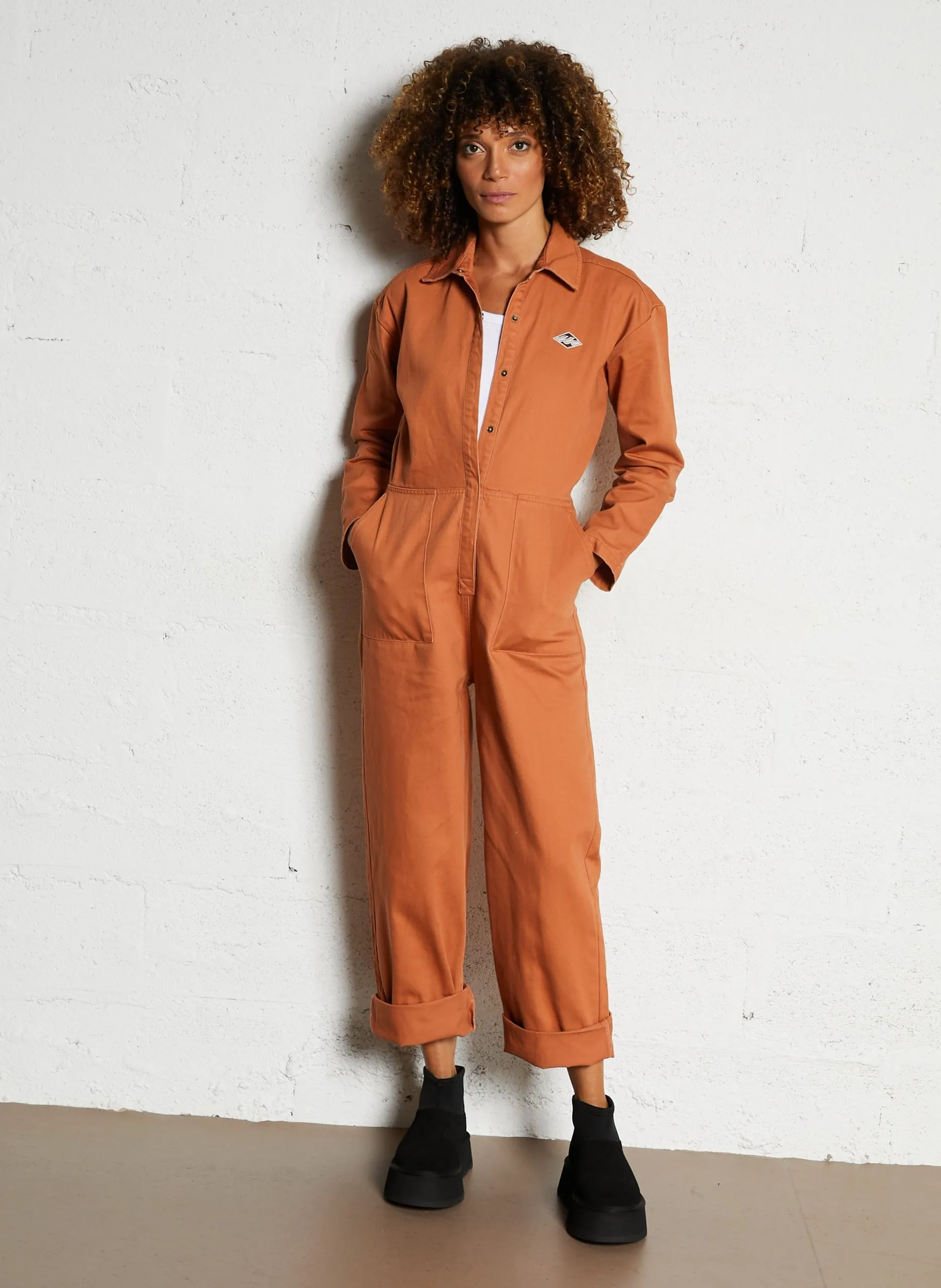 Gerade geschnittener Jumpsuit aus Baumwolle Orange TAKE THE ROAD