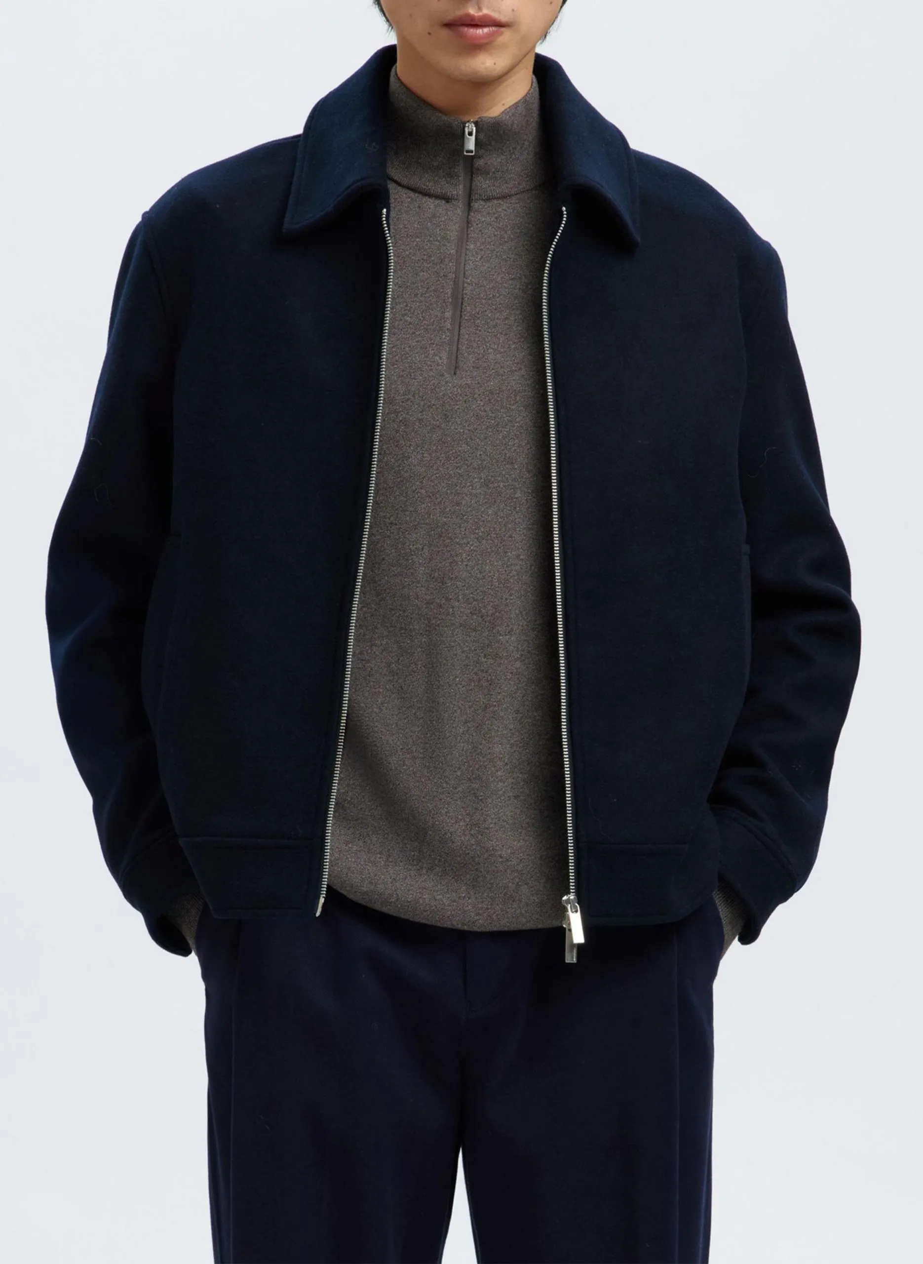 Gerade geschnittene Jacke aus recycelter Mischwolle Blau PHILIP