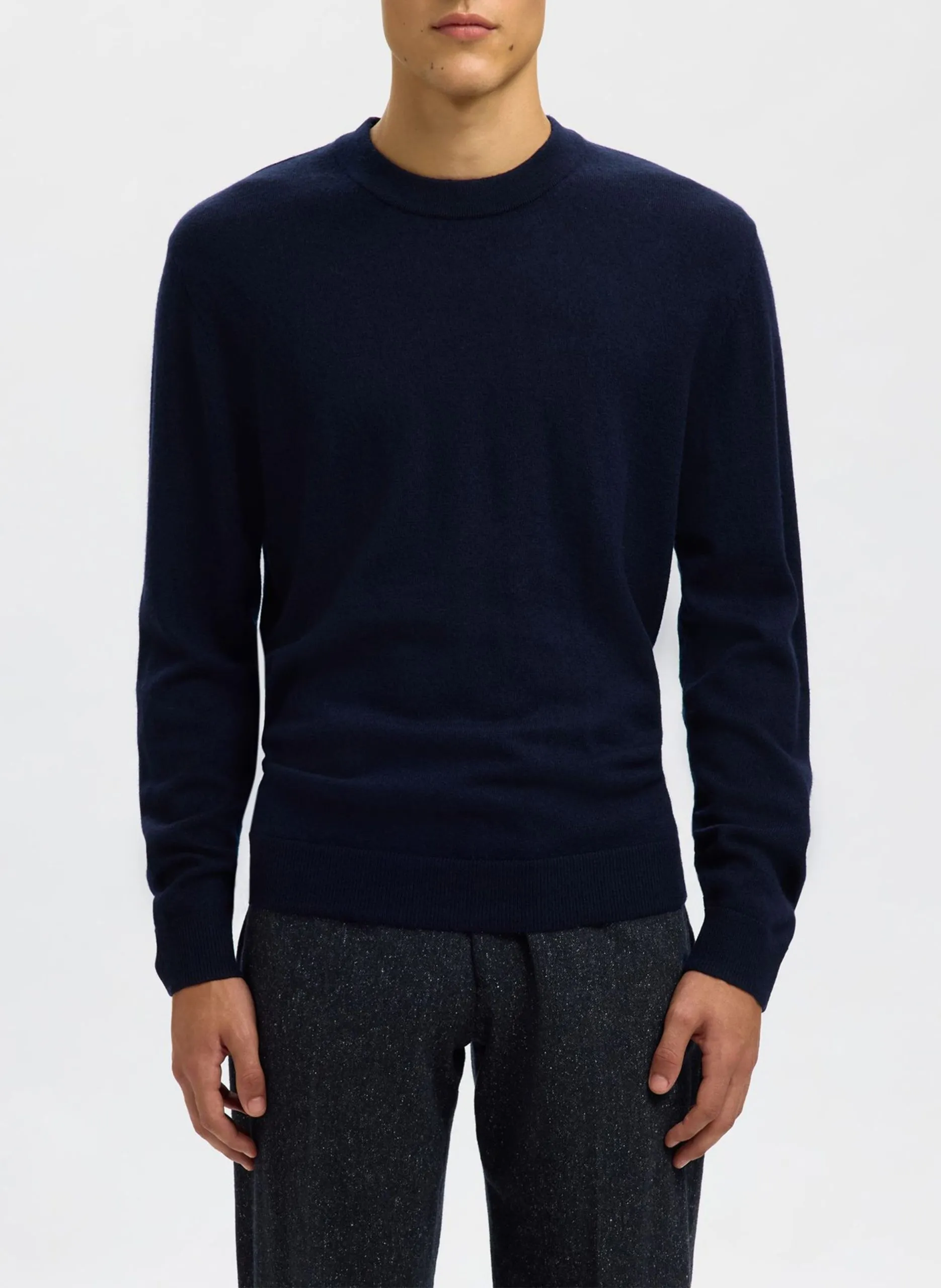 Schmal geschnittener Rundhalspullover aus Wolle Blau TRAY