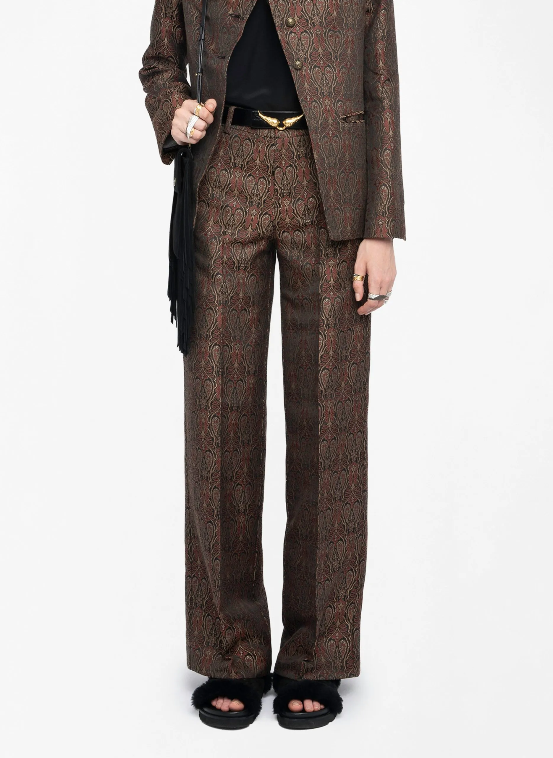 Gerade geschnittene Jacquard-Hose Schwarz PANOL