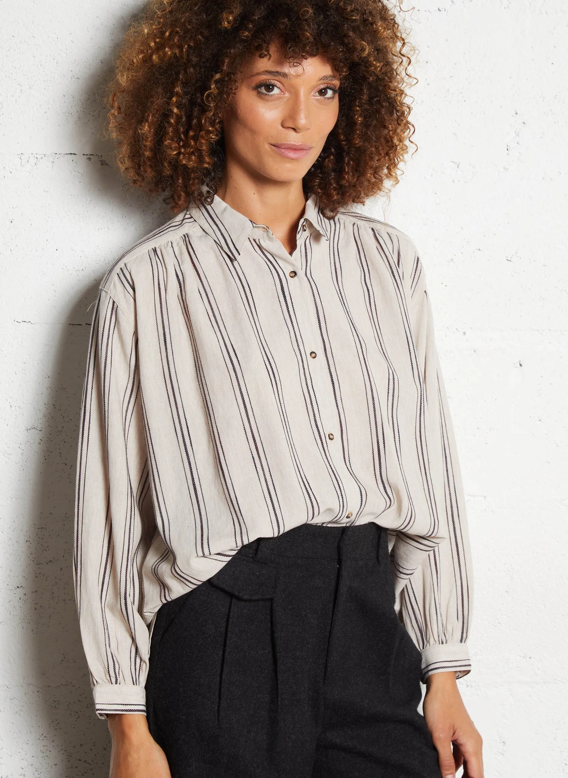 Bedrucktes Hemd mit klassischem Kragen Beige ALI