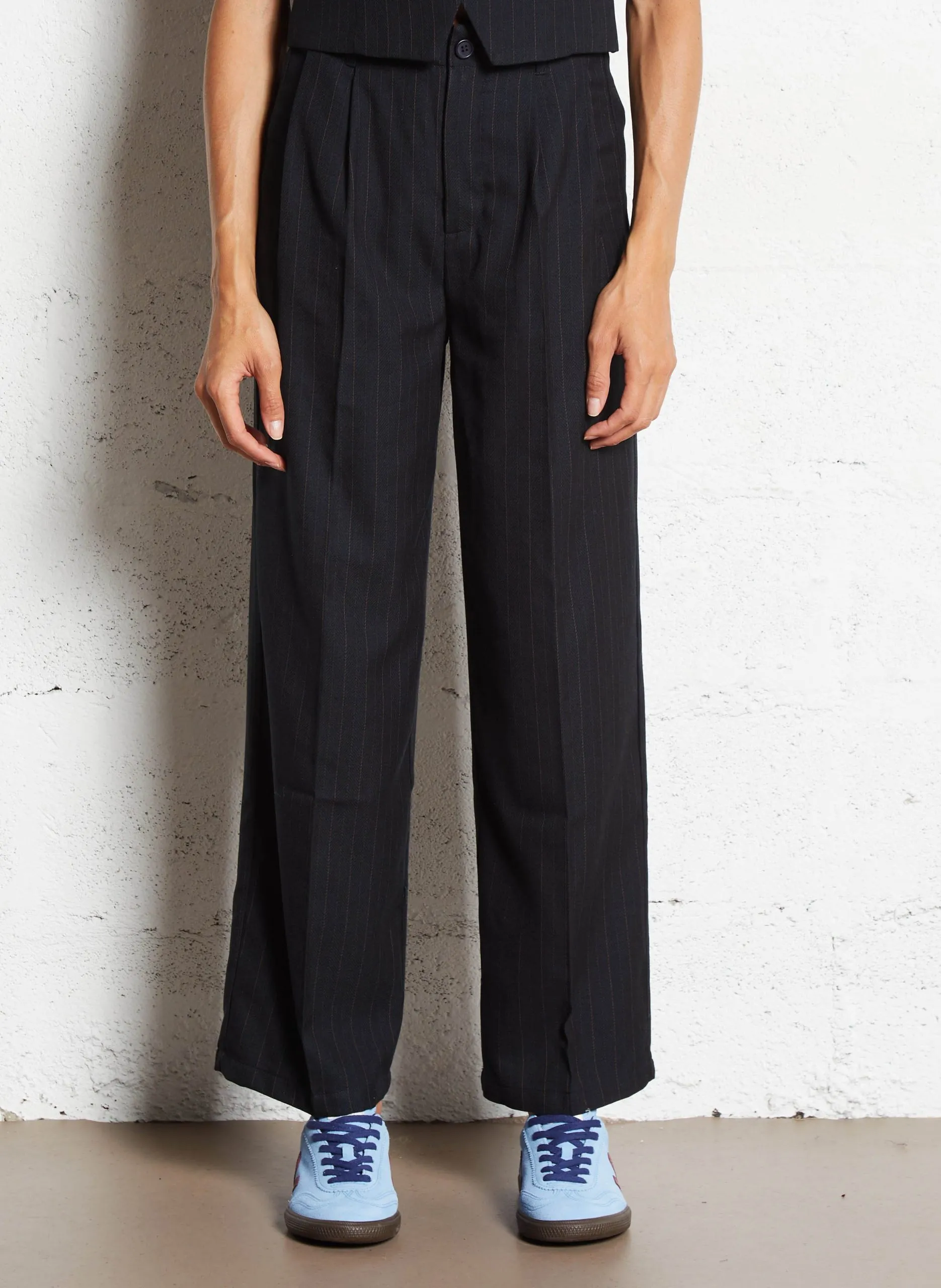 Gestreifte Caprihose Blau