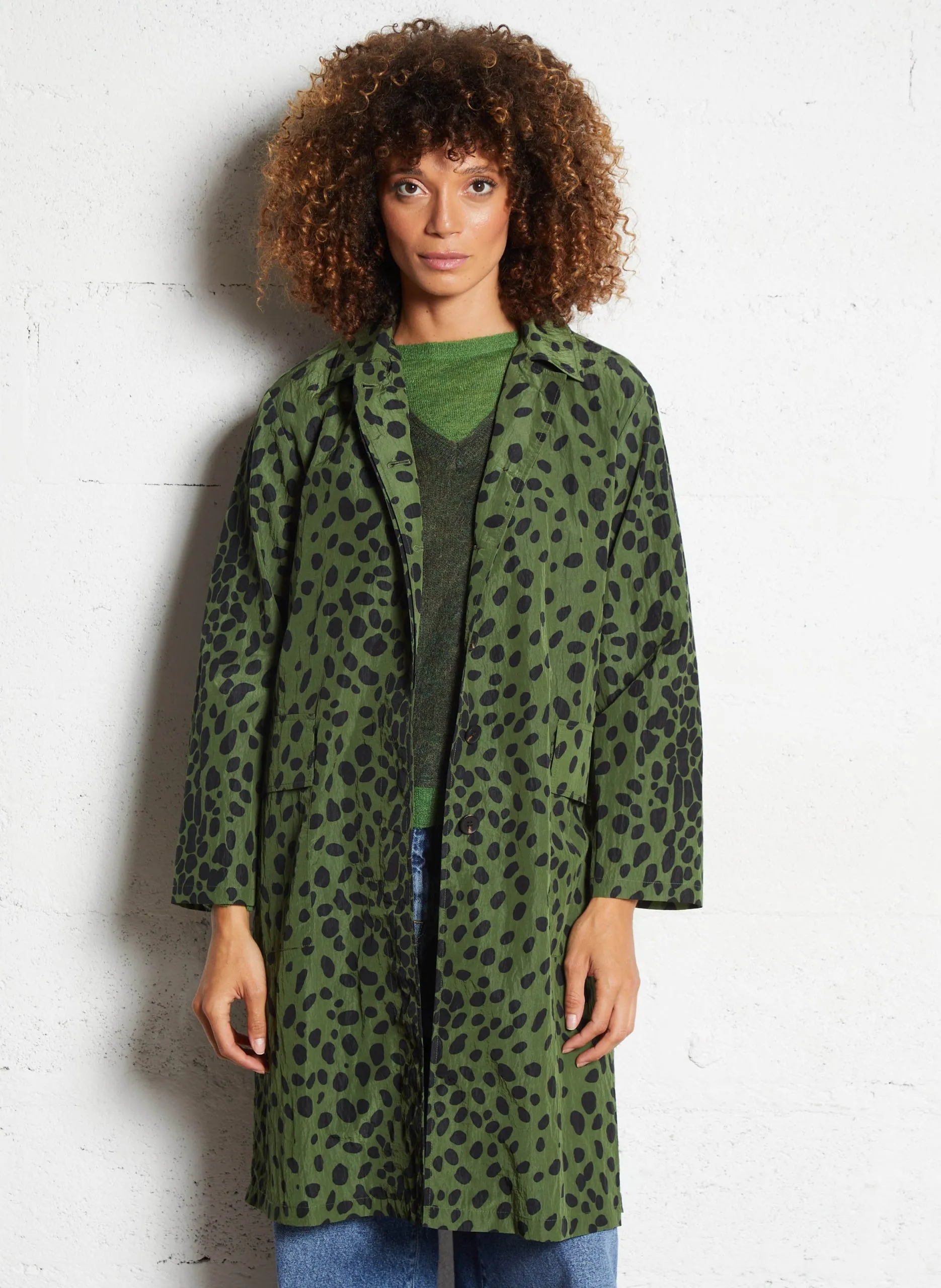 Jacke mit klassischem Kragen und Print Grun AVIONA