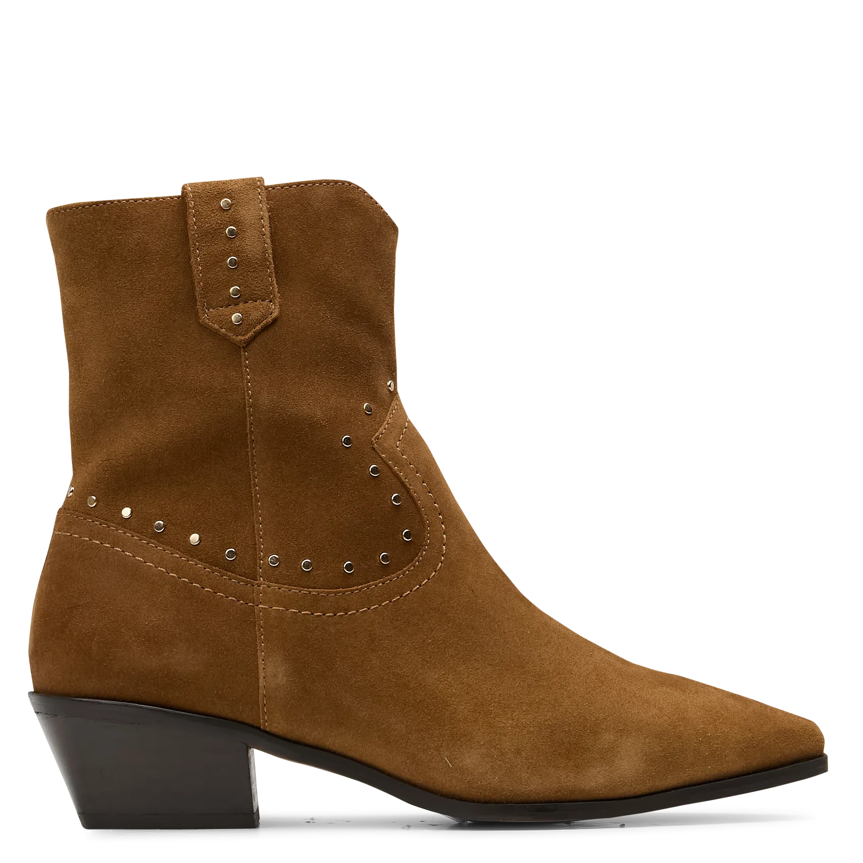 Western-Stiefeletten mit Nieten aus Veloursleder Braun MARGAUX