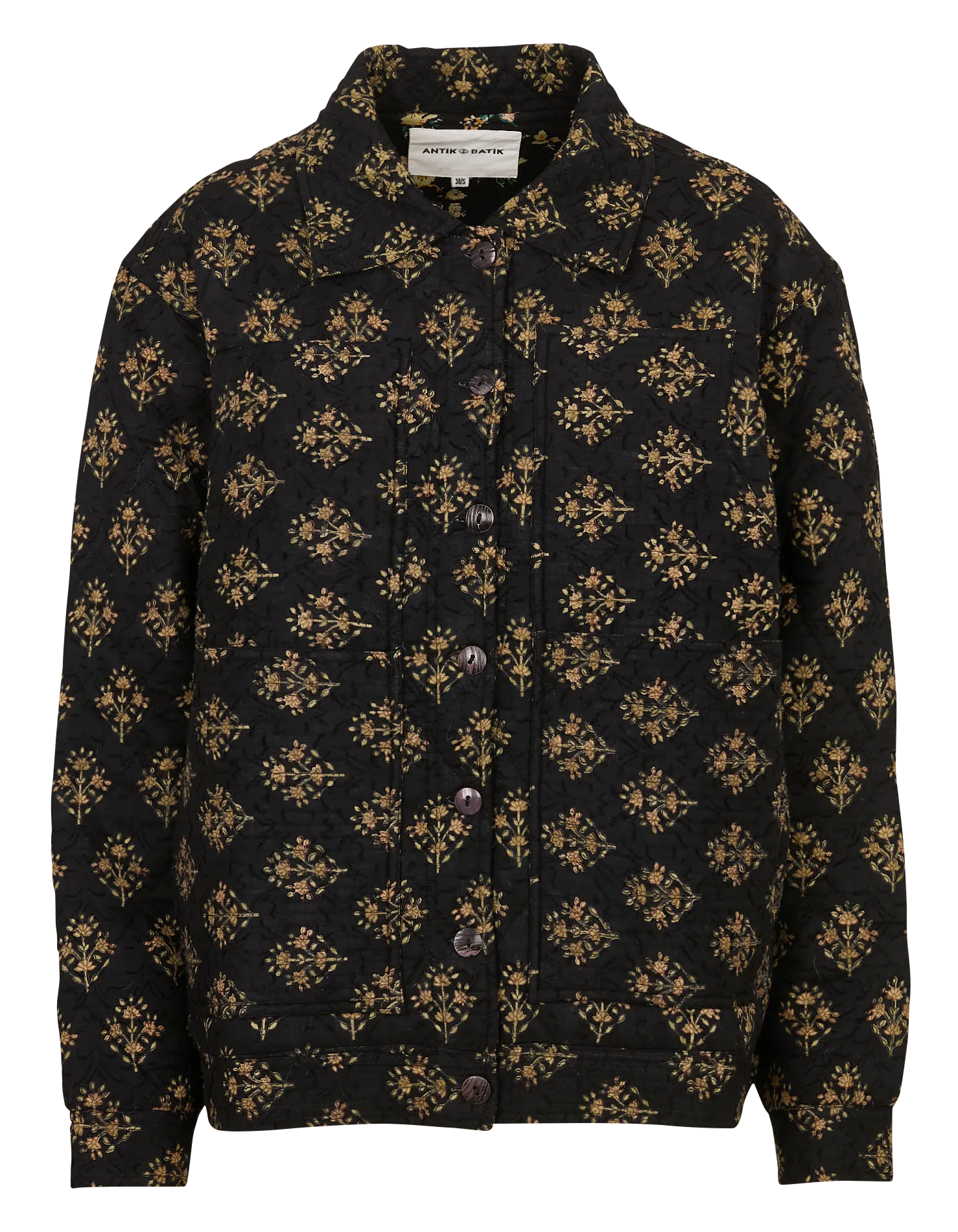 Weit geschnittene Blumenmuster-Jacke Schwarz CHINO