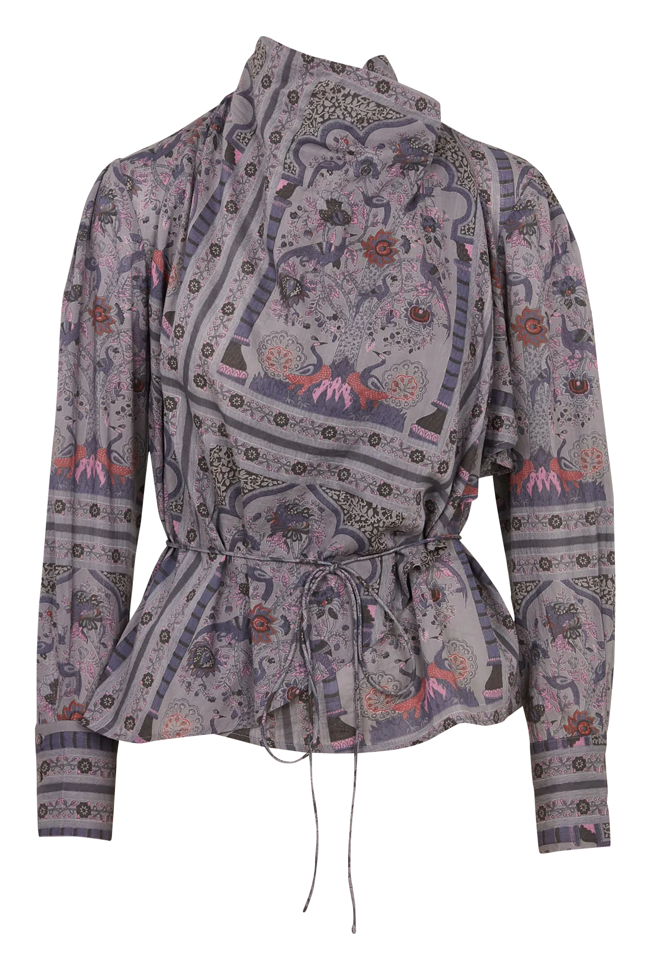 Langarm-Drapiertop mit Mustern Grau PIE