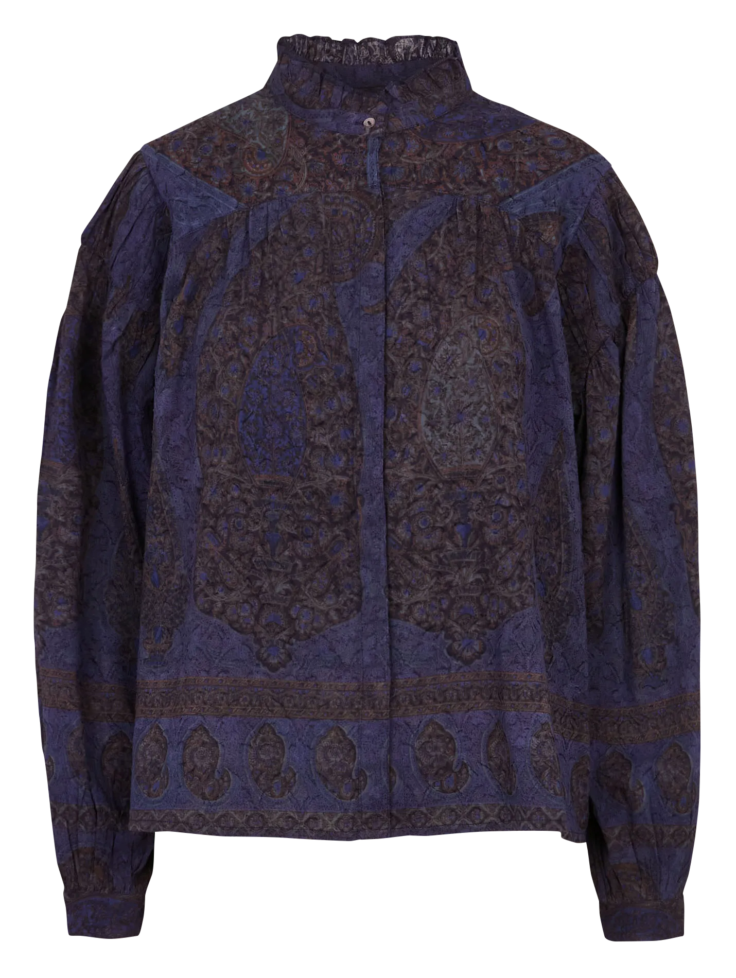 Oversize Hemd mit viktorianischem Kragen aus Baumwolle Blau TAMARI