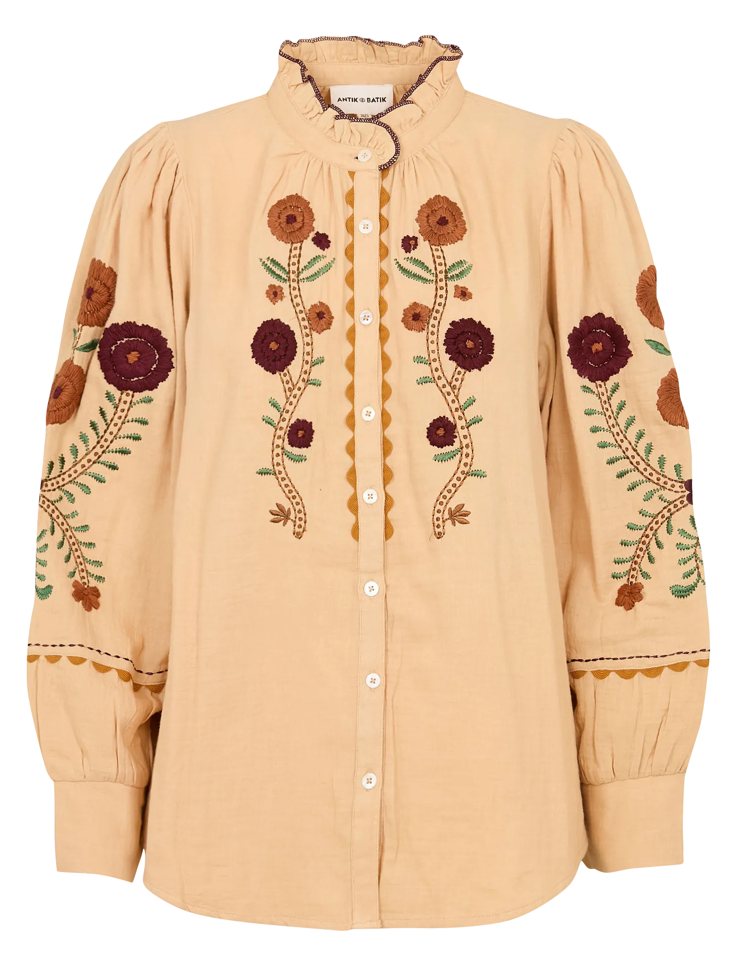 Weites Hemd mit viktorianischem Kragen aus Baumwolle Weiss SUN