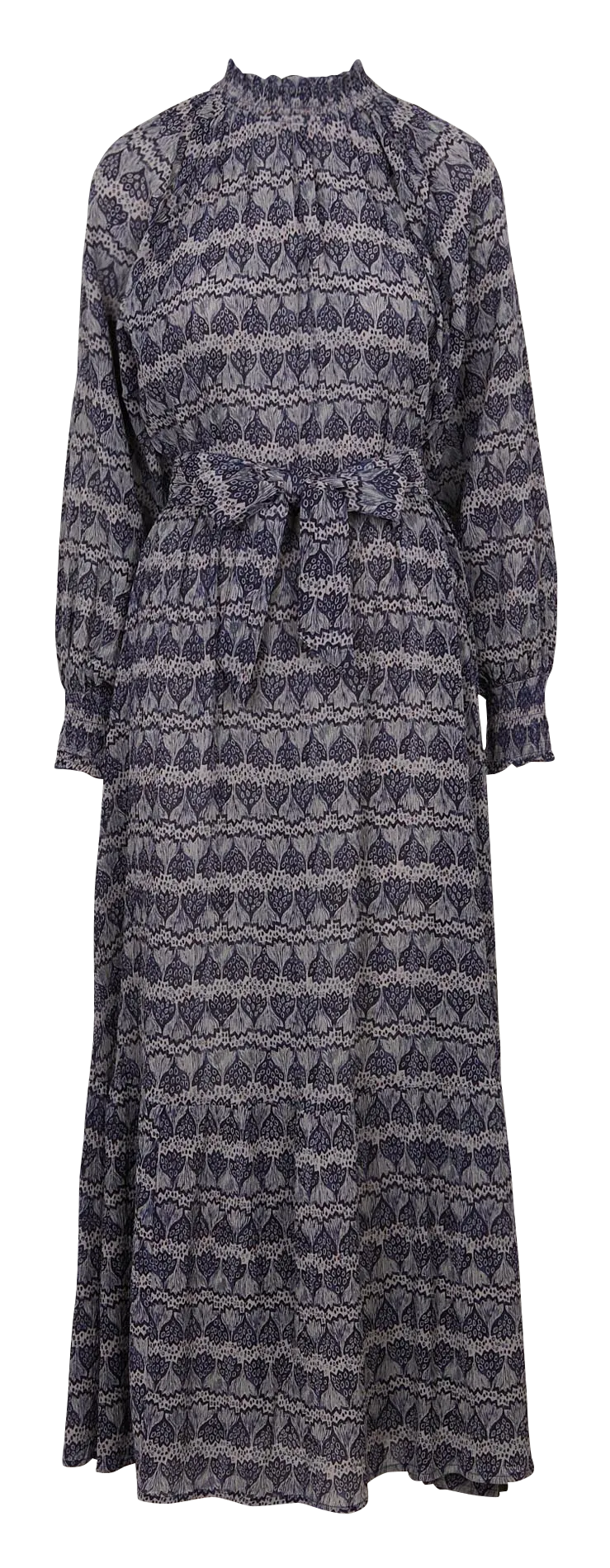 Bedrucktes Maxikleid mit Rundhalsausschnitt Blau DALILA