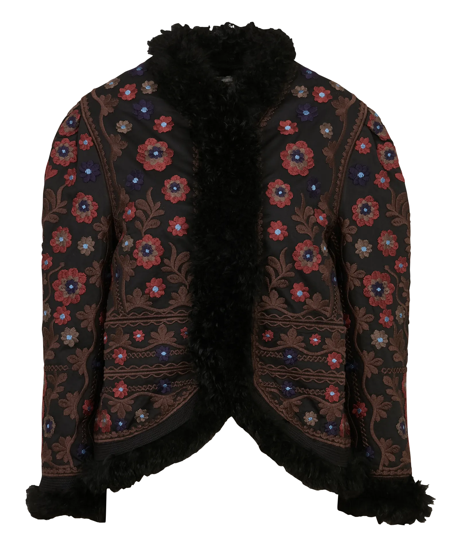 Gerade bestickte Wollmischjacke Schwarz MAGYAR