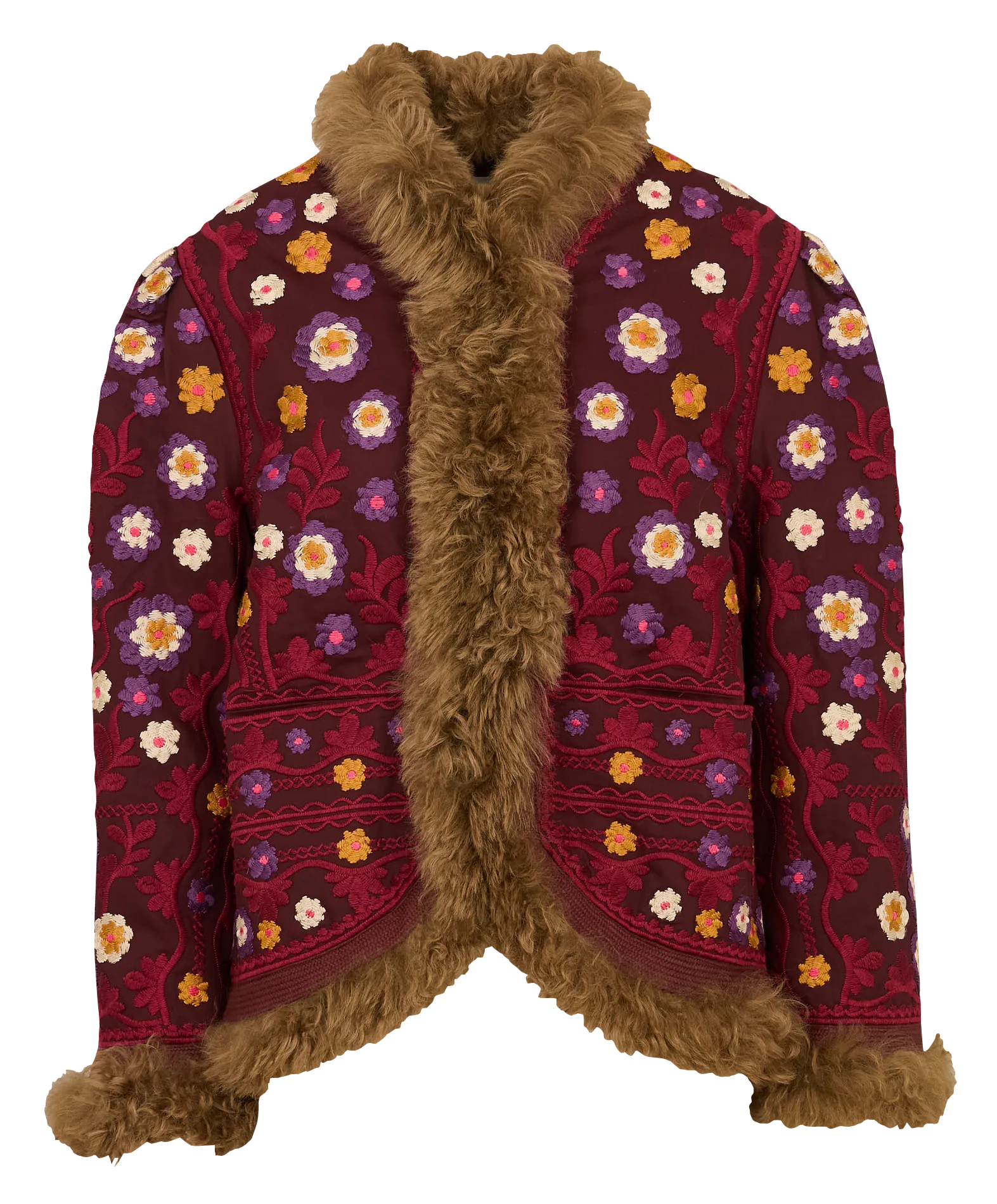 Gerade bestickte Wollmischjacke Rot MAGYAR