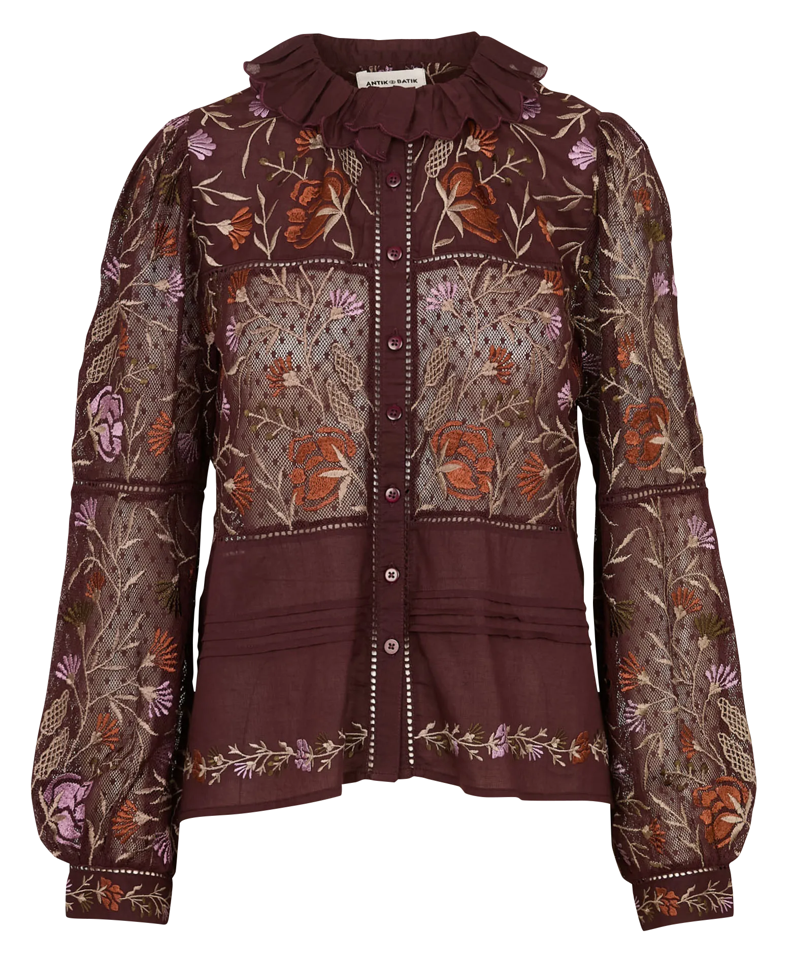 Gerade geschnittenes Hemd mit langen Ärmeln und Stickerei Rot ARIMA