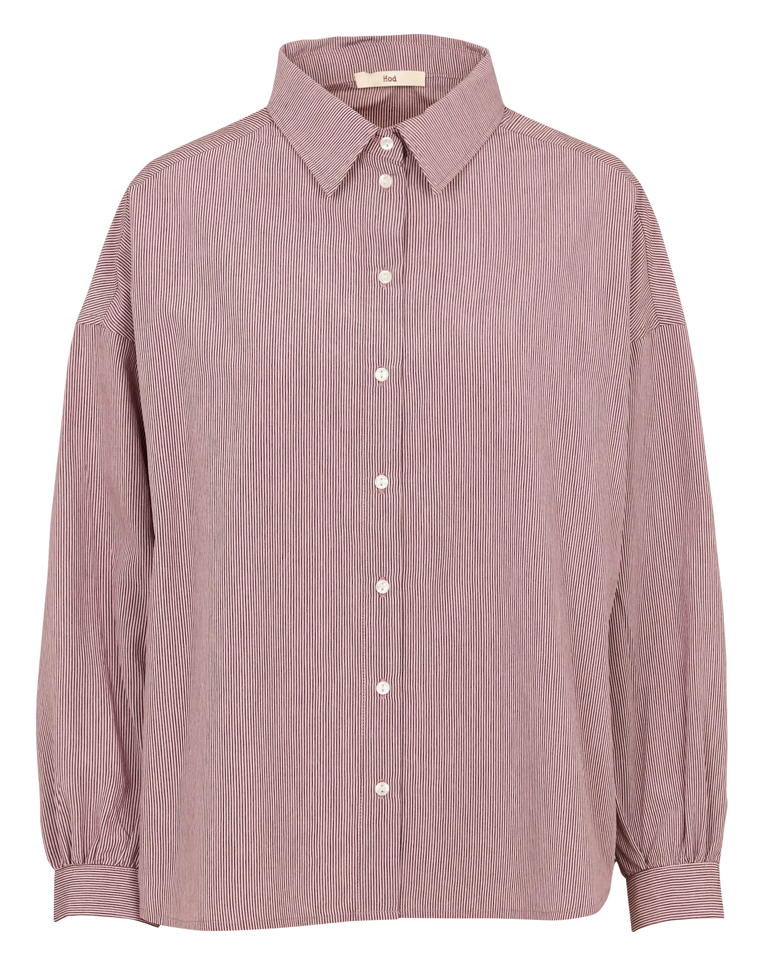 Weite Streifenbluse mit klassischem Kragen Rot KELILA