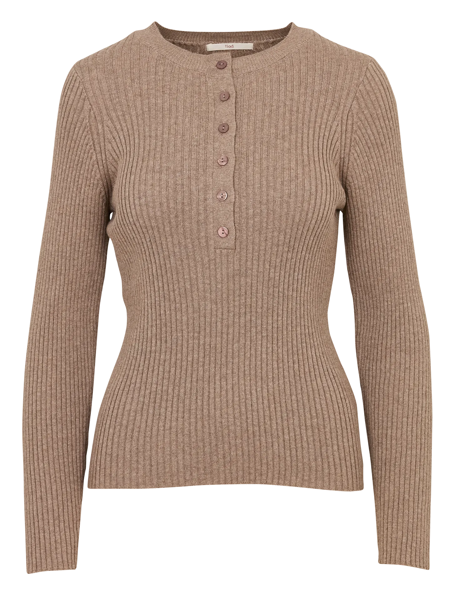 Rundhalsausschnitt-Top aus Baumwolle und Wolle gemischt Braun JOSHUA