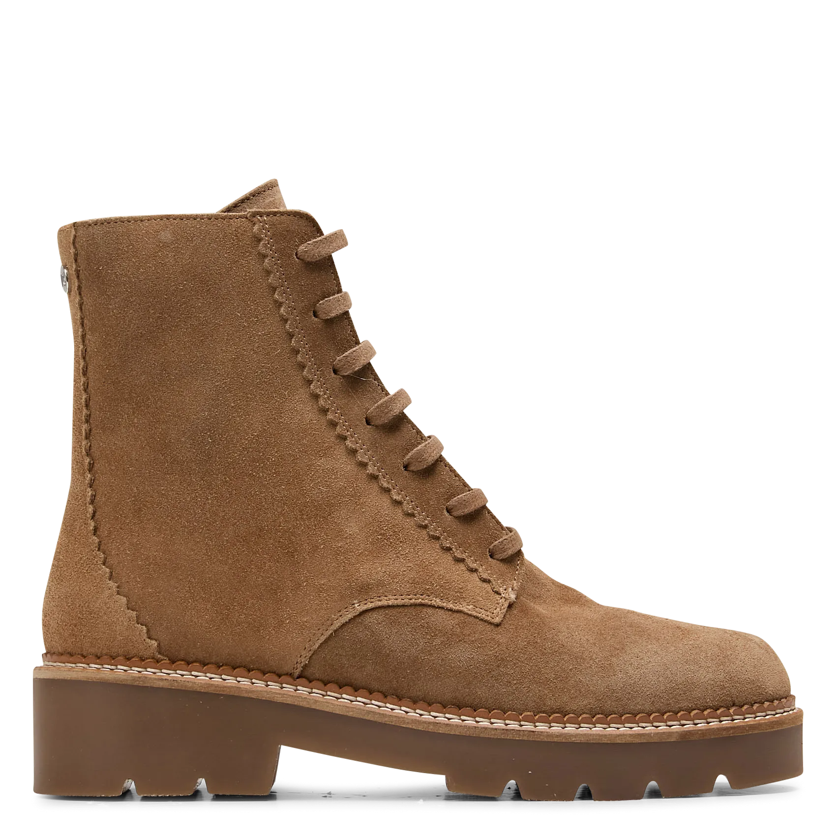 Schnürstiefel aus Veloursleder Beige SWEETY