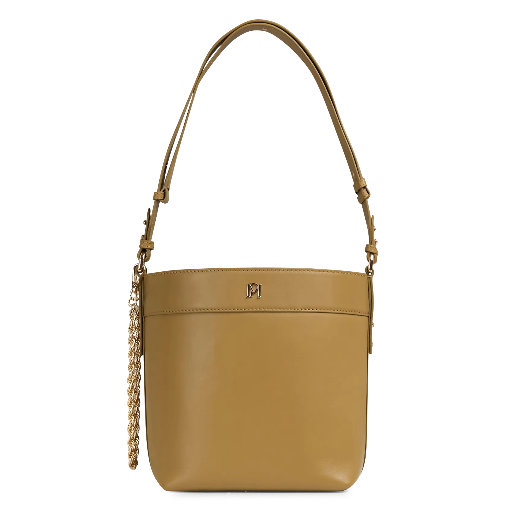 Einfarbige Ledereimer-Tasche Grun ADAM