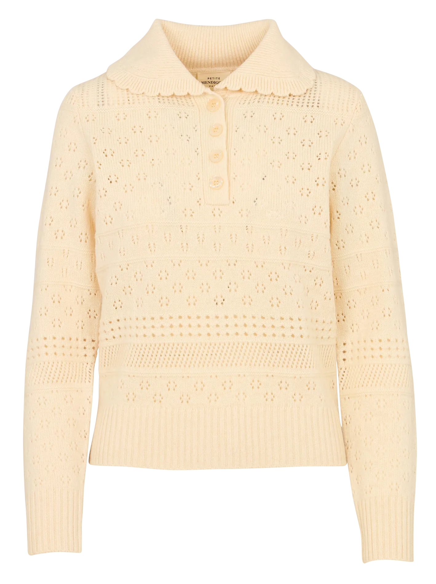 Gerade geschnittener Pullover mit Peter-Pan-Kragen aus Wolle Beige MARCEAU