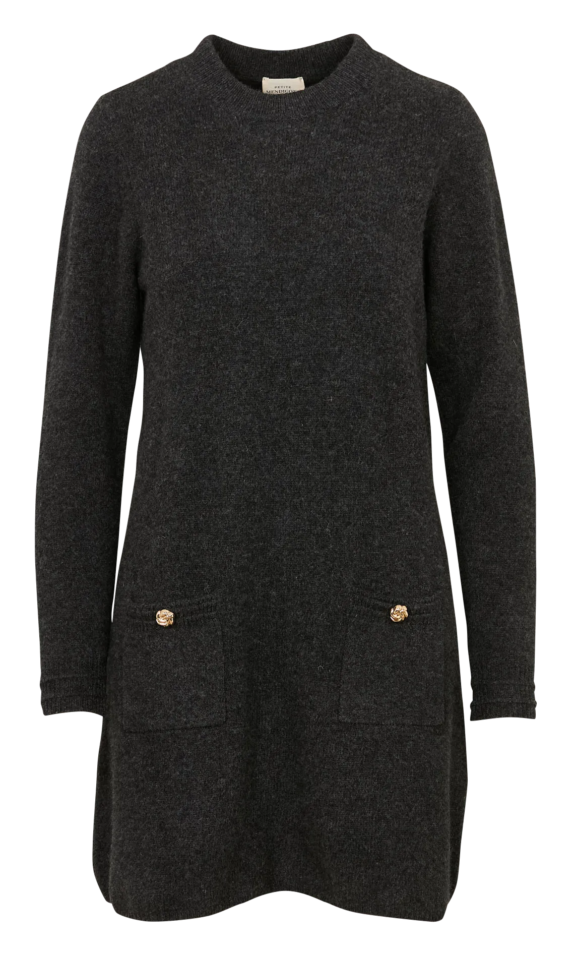 Rundhalsausschnitt Pulloverkleid aus Wolle und Kaschmir Schwarz ROSS