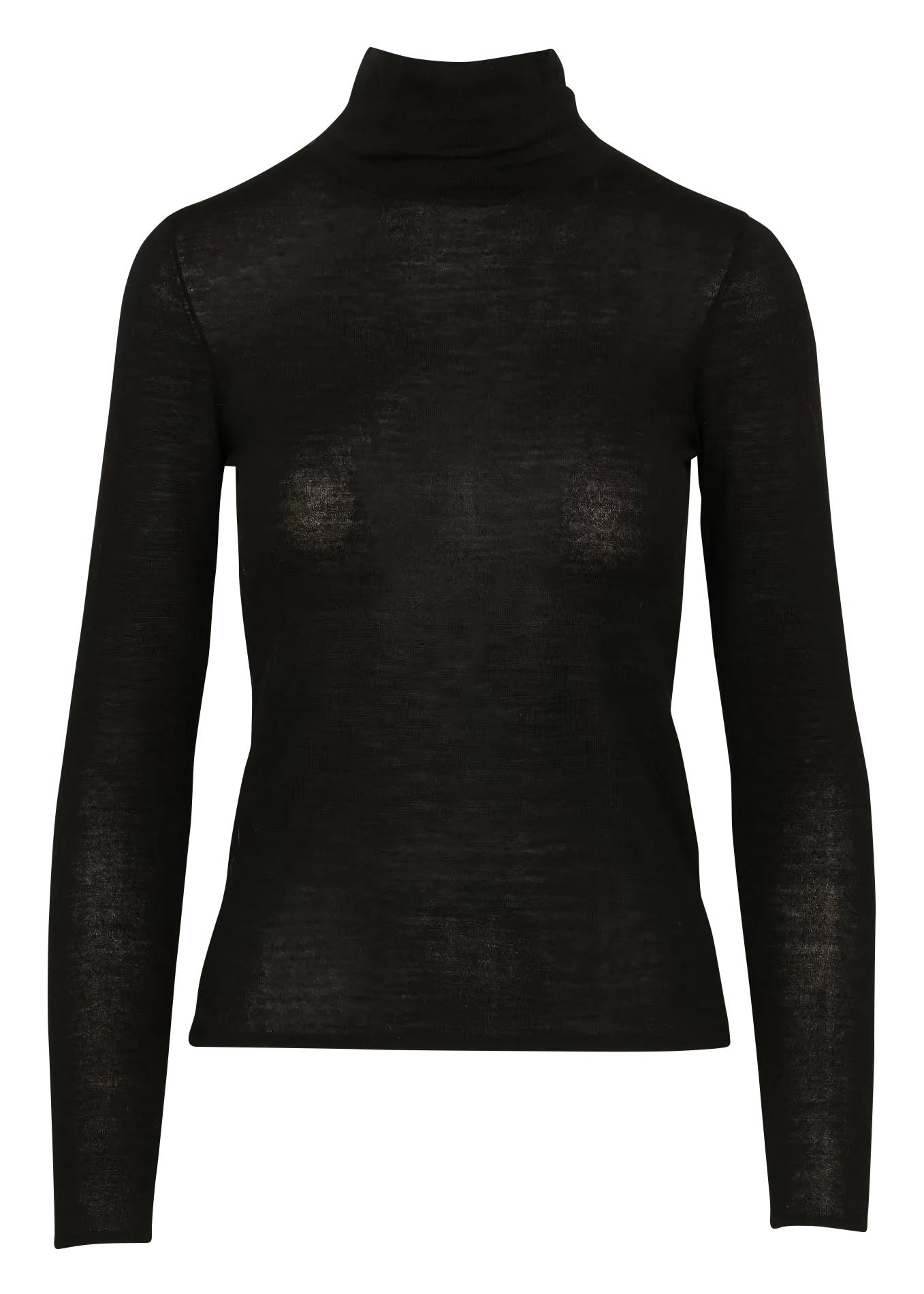 Eng anliegender Rollkragenpullover aus feiner Wolle Schwarz MANIA