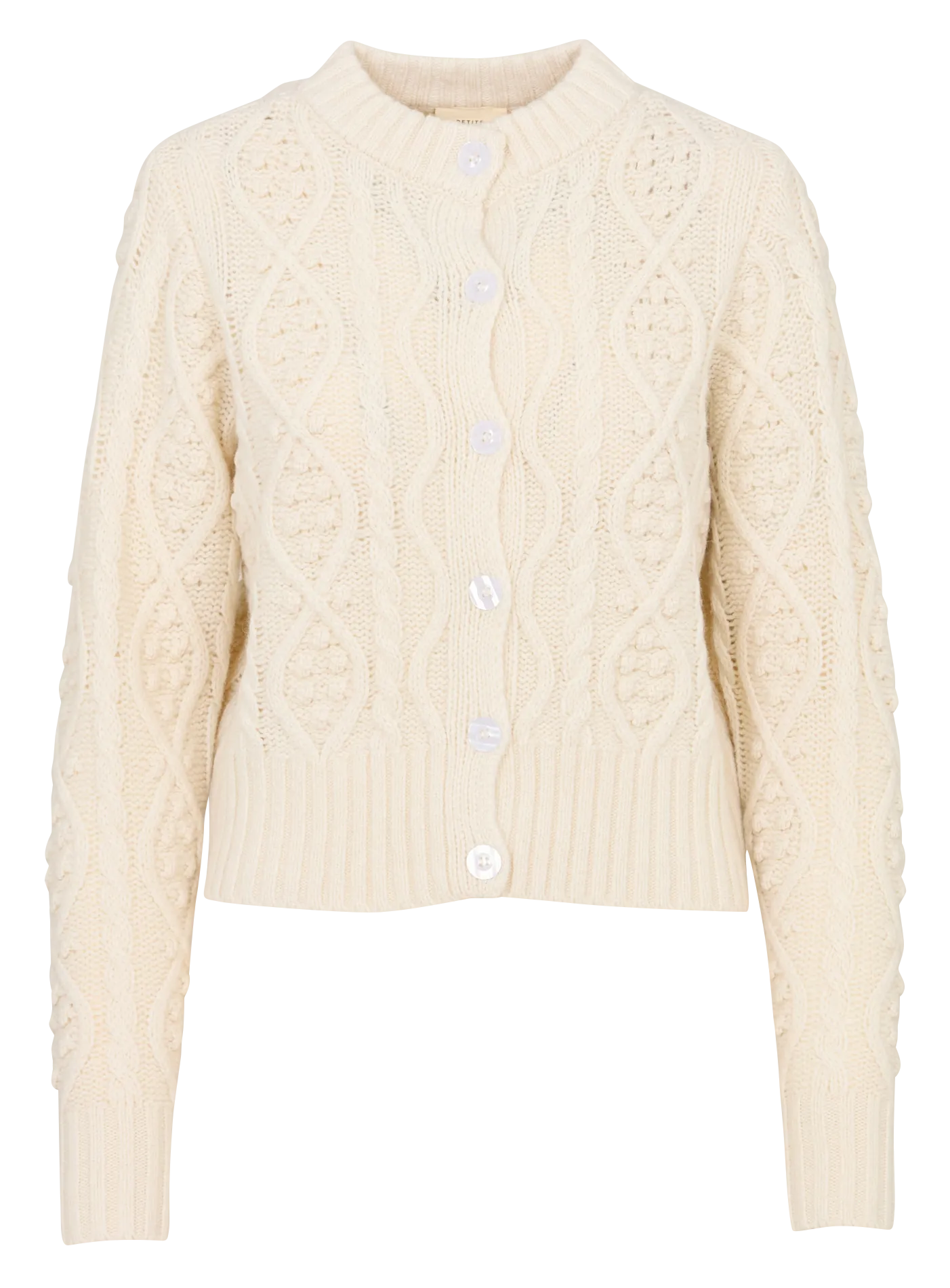 Weiter Rundhalsausschnitt-Pullover aus grob gestrickter Wolle. Beige MARCUS