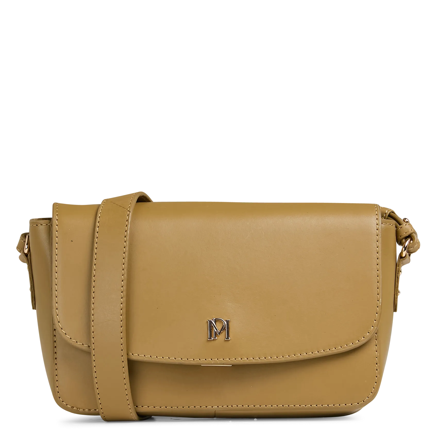 Einfarbige Umhängetasche aus Leder Grun STEPH