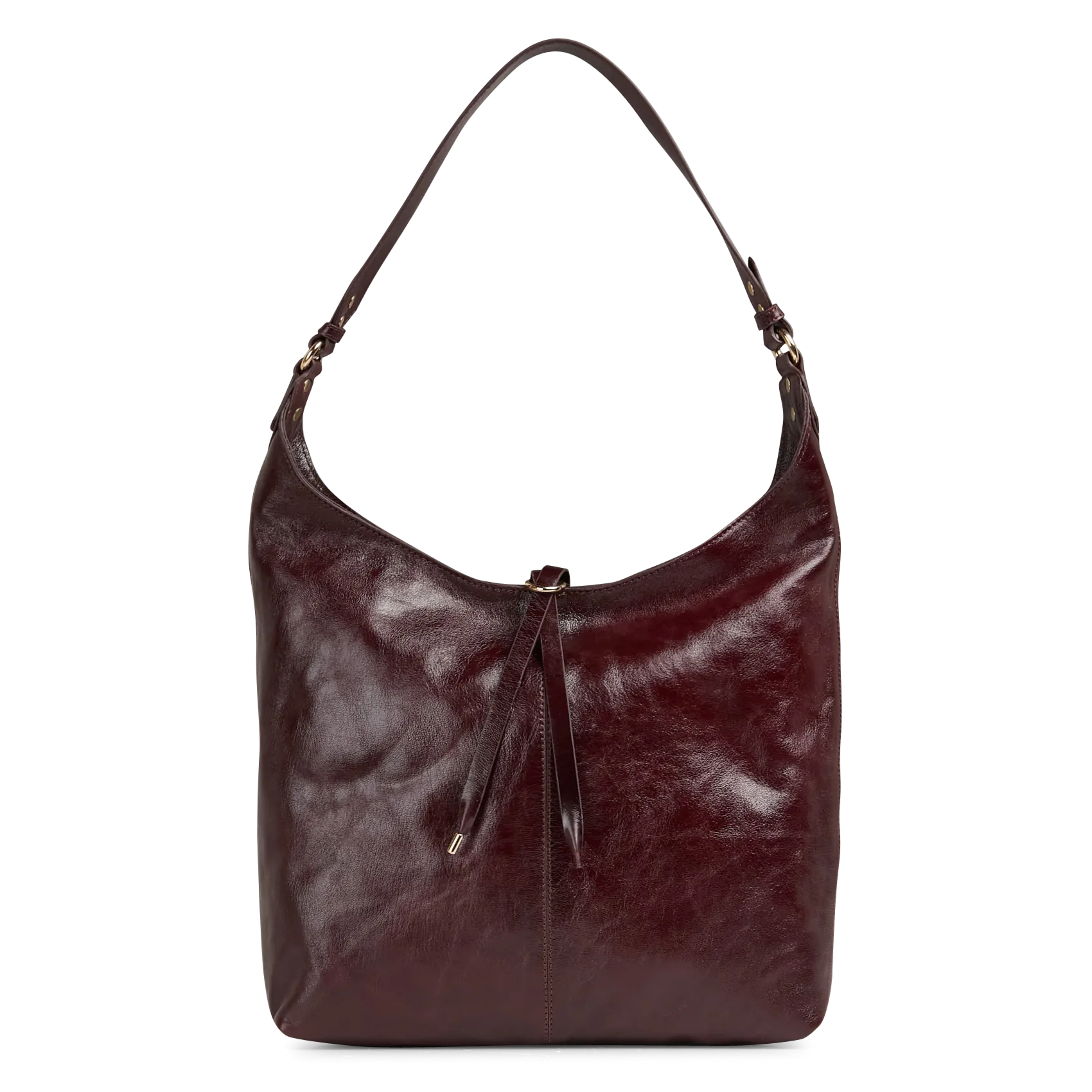 Einfarbige Lederschultertasche Violett SOPHIE