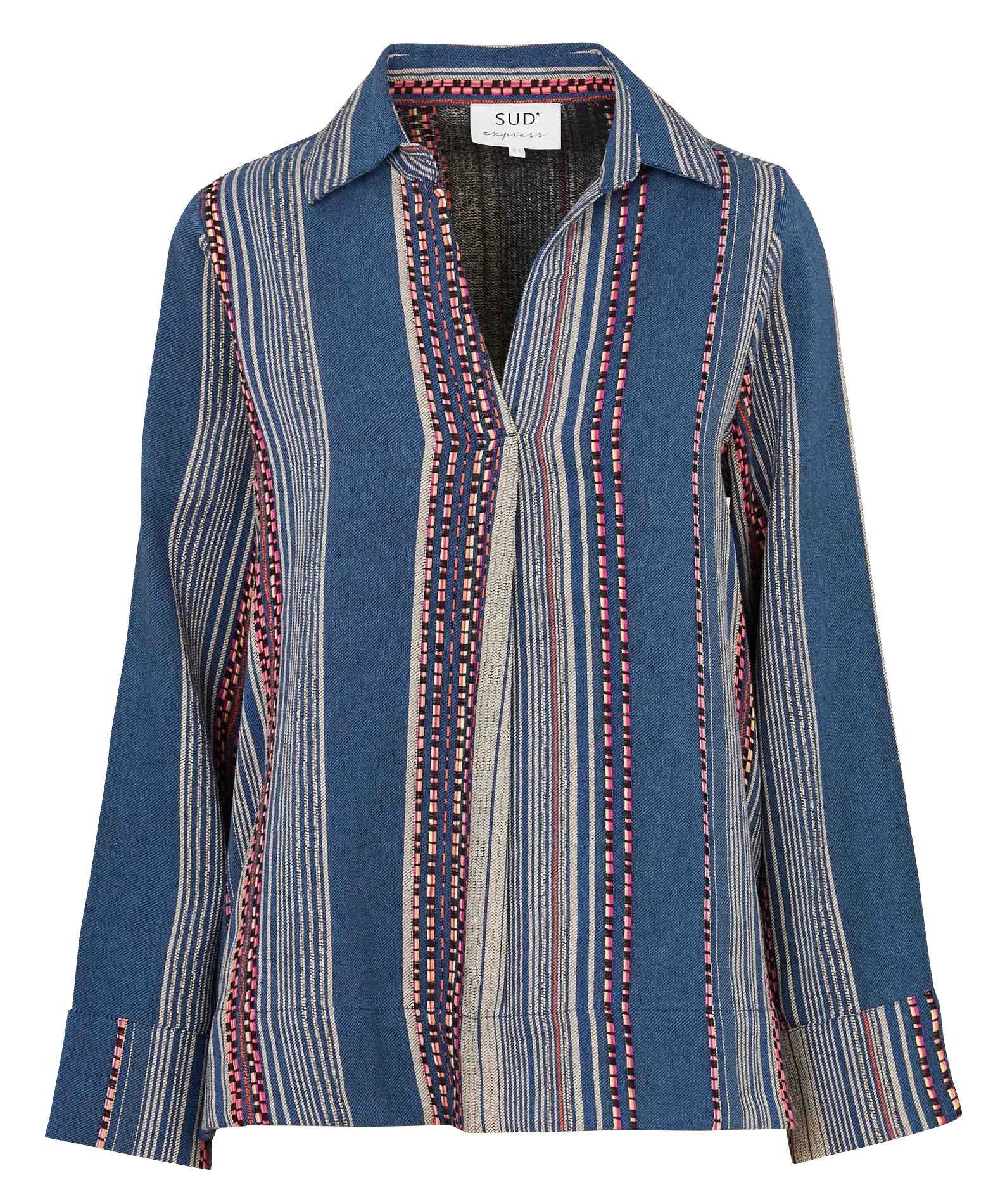 Weite Baumwollbluse Blau TAMAIA