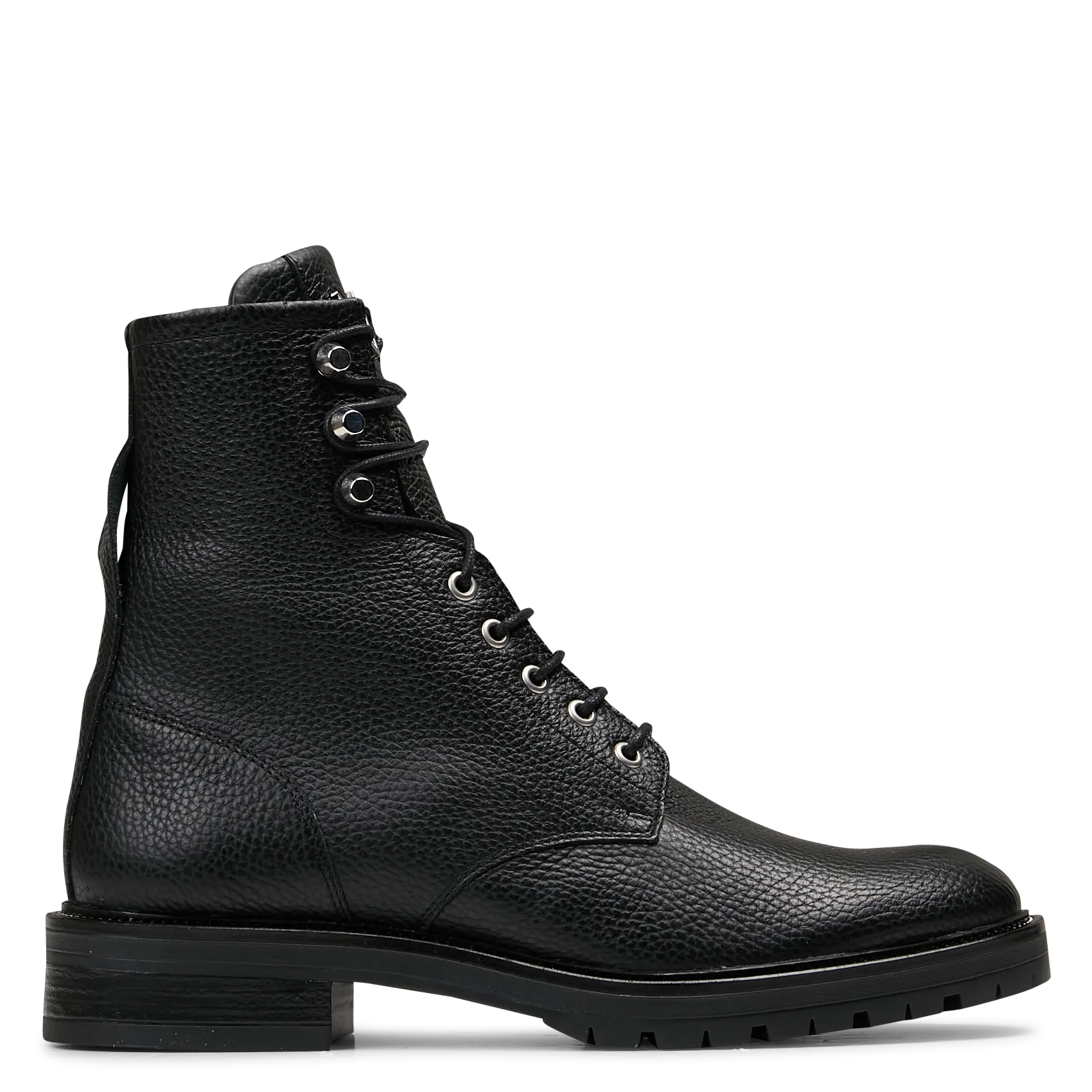 Schnürstiefeletten aus Leder Schwarz