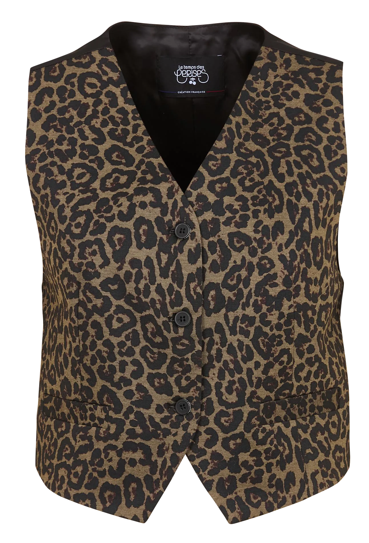 Leopardenmuster-Blazer mit Knöpfen Braun COOLEO