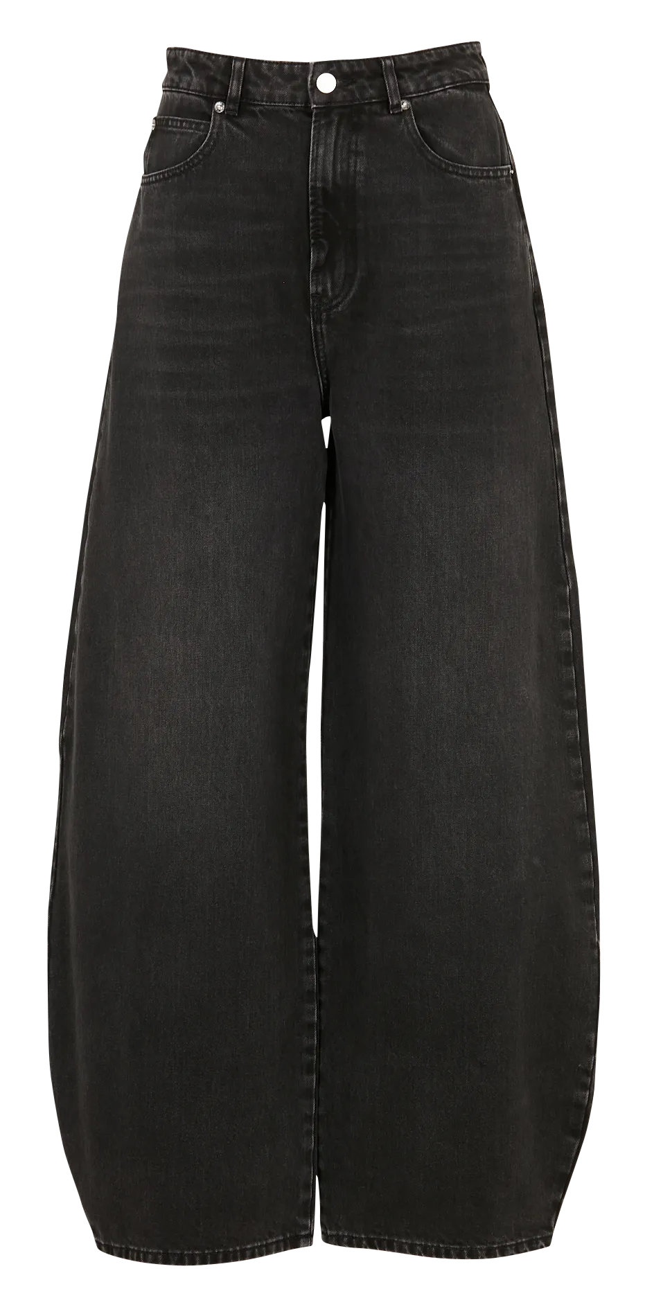 Weite High-Waist-Jeans uni Schwarz PMEXICO