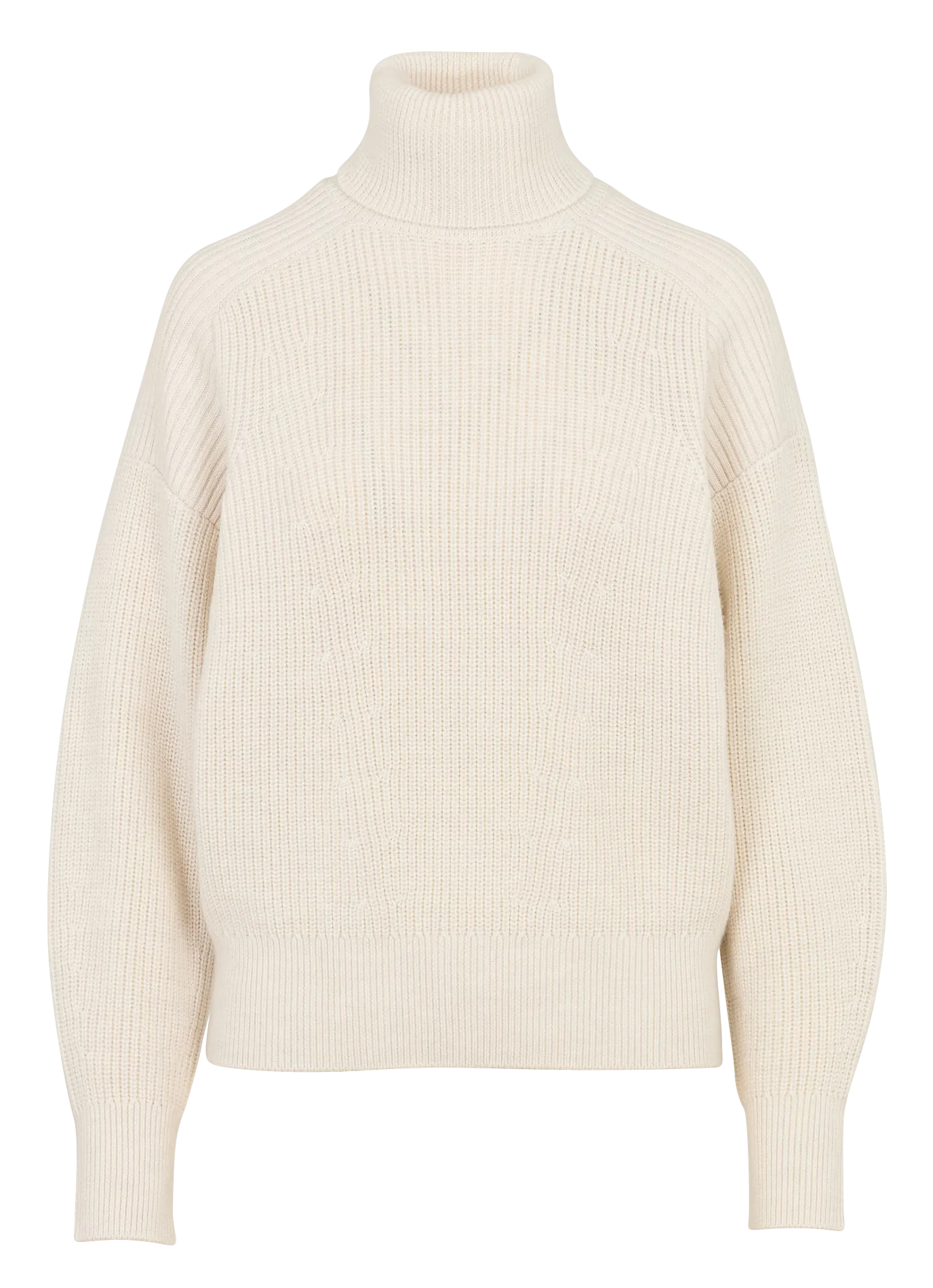Weiter Rollkragenpullover aus Merinowolle Beige