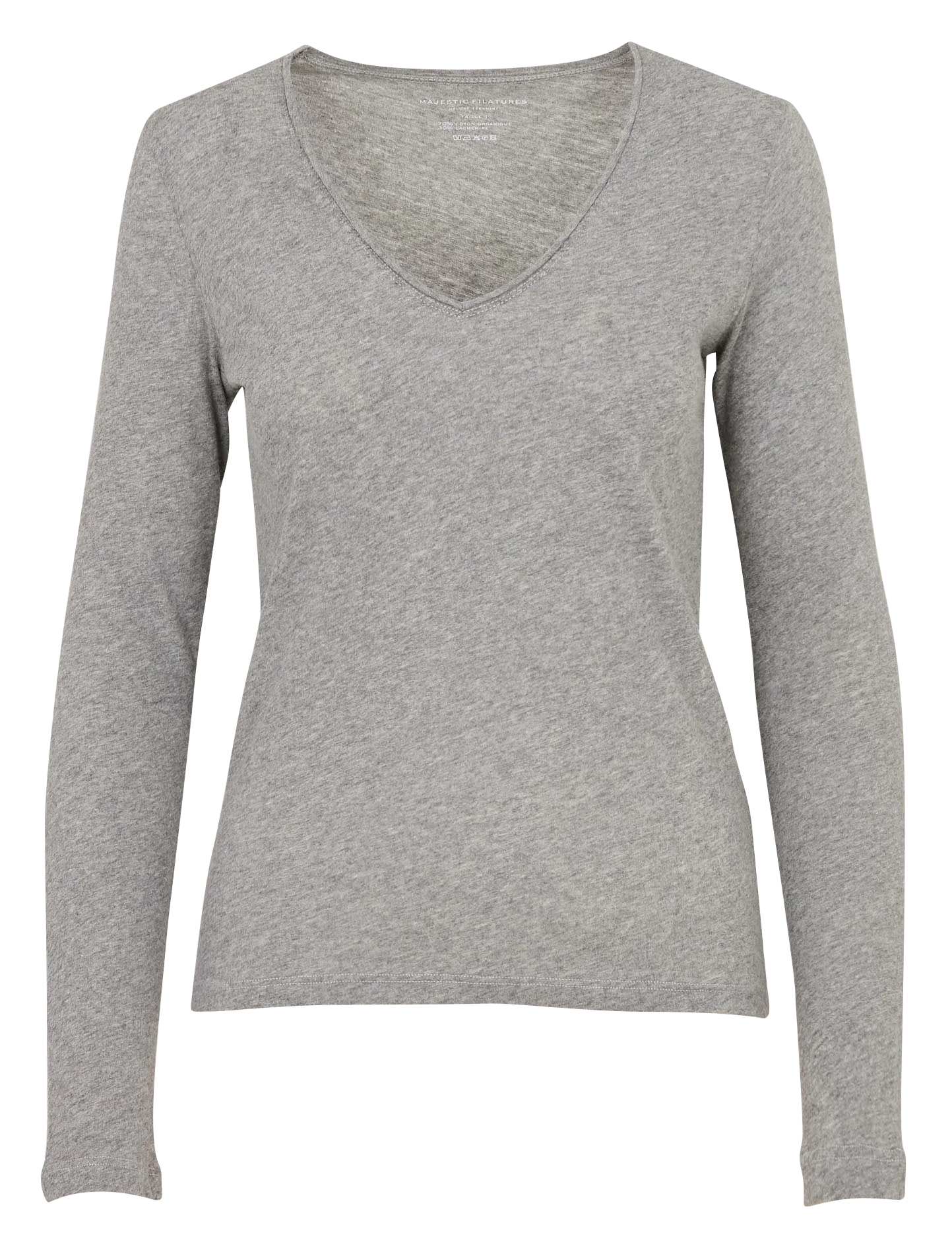 Baumwoll-T-Shirt mit V-Ausschnitt Grau