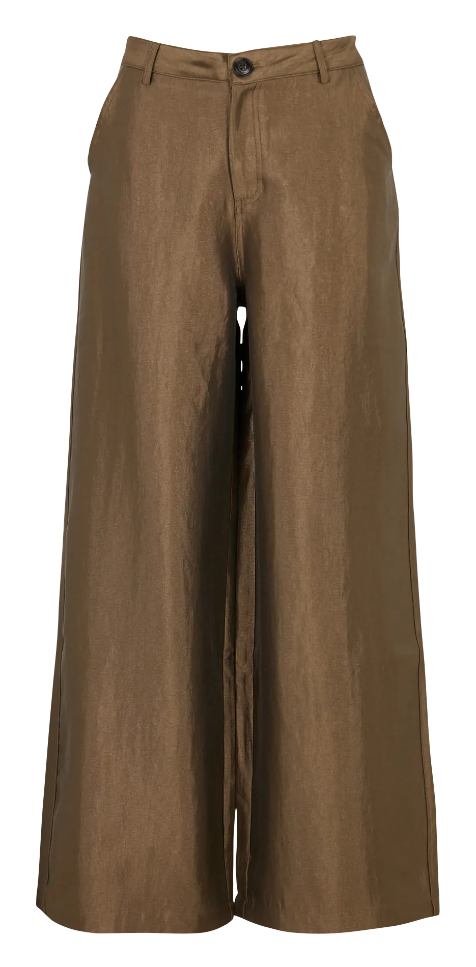 Weite Hose in Metallic-Optik Braun