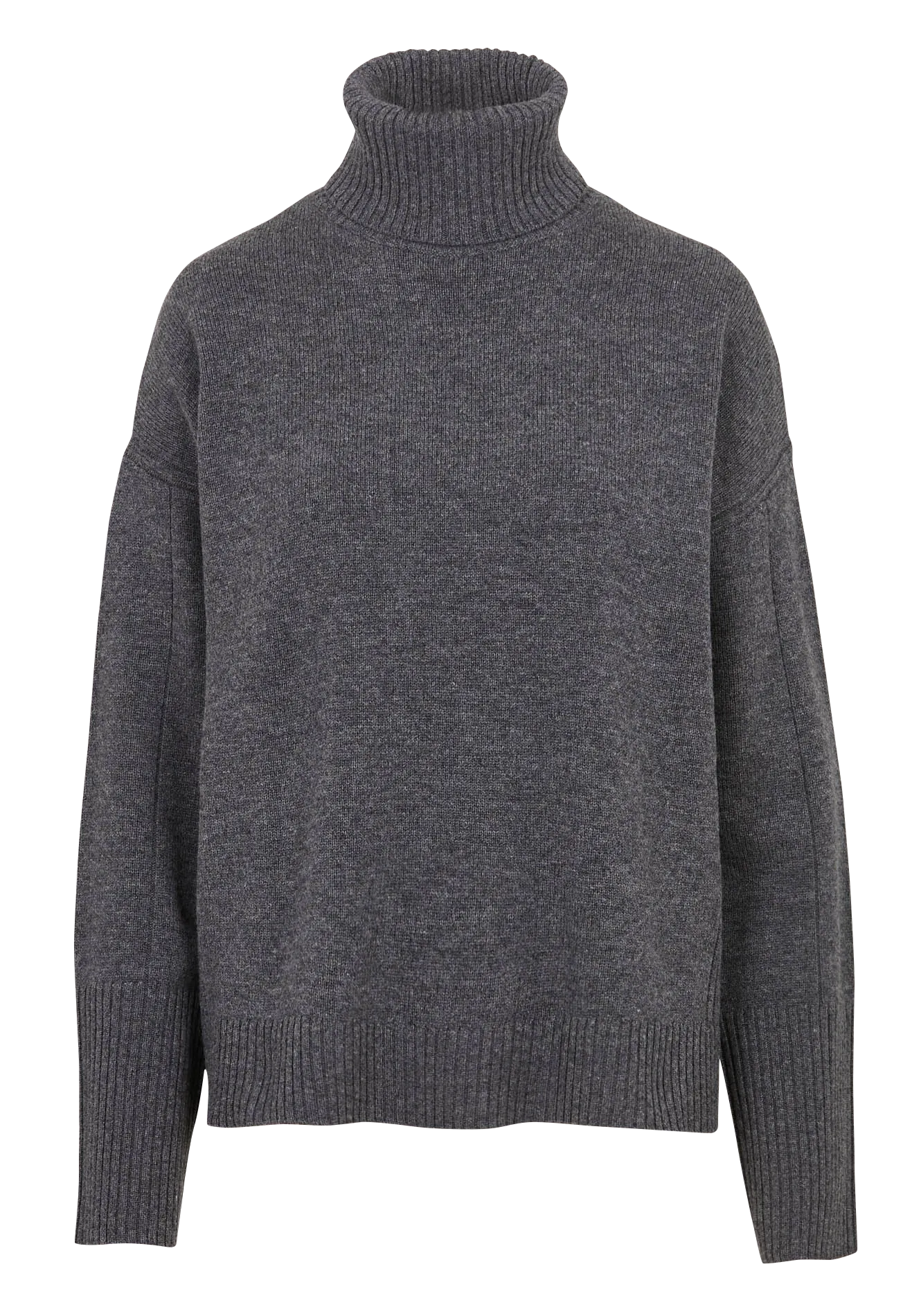 Weiter Rollkragenpullover aus Merinowolle Grau