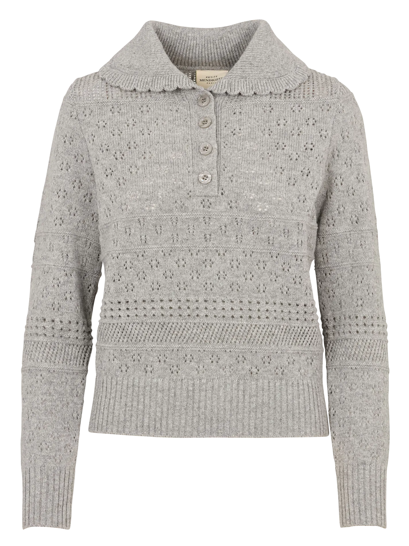 Gerade geschnittener Pullover mit Peter-Pan-Kragen aus Wolle Grau MARCEAU